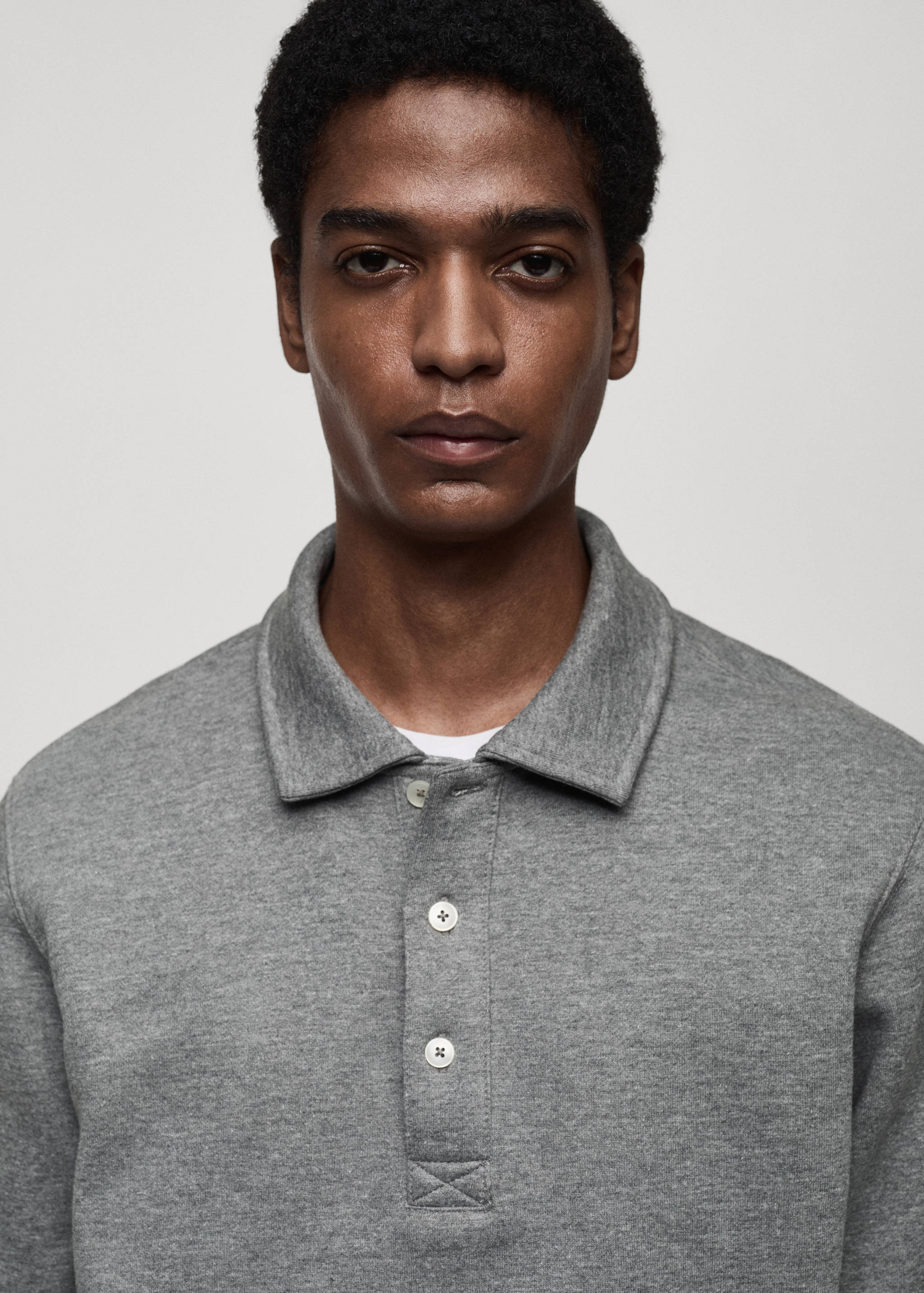 Cotton-blend polo sweatshirt - Details of the article 1