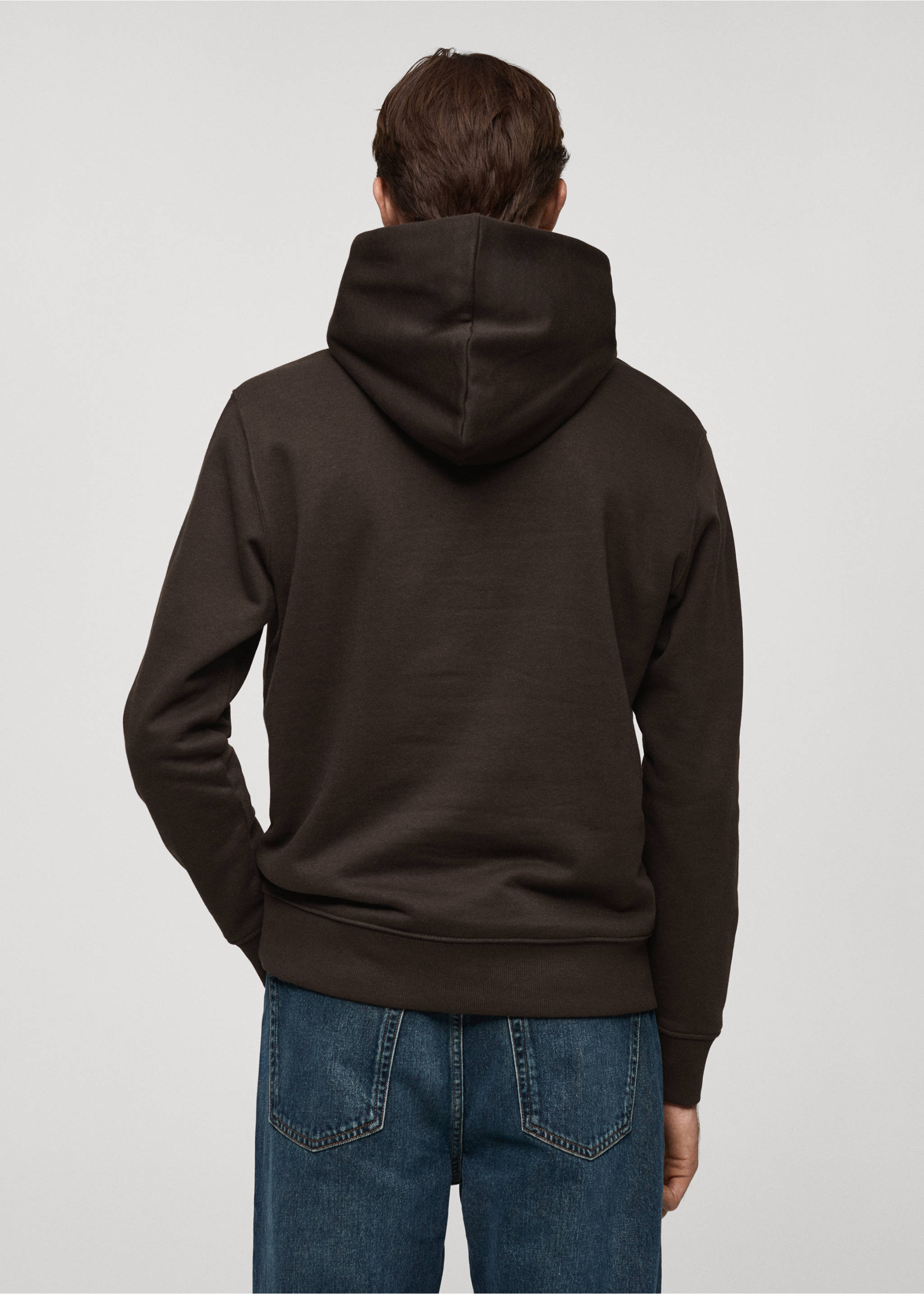 Sweat-shirt coton poche kangourou capuche - Verso de l’article, Chocolat. Ref: 77027115-00.