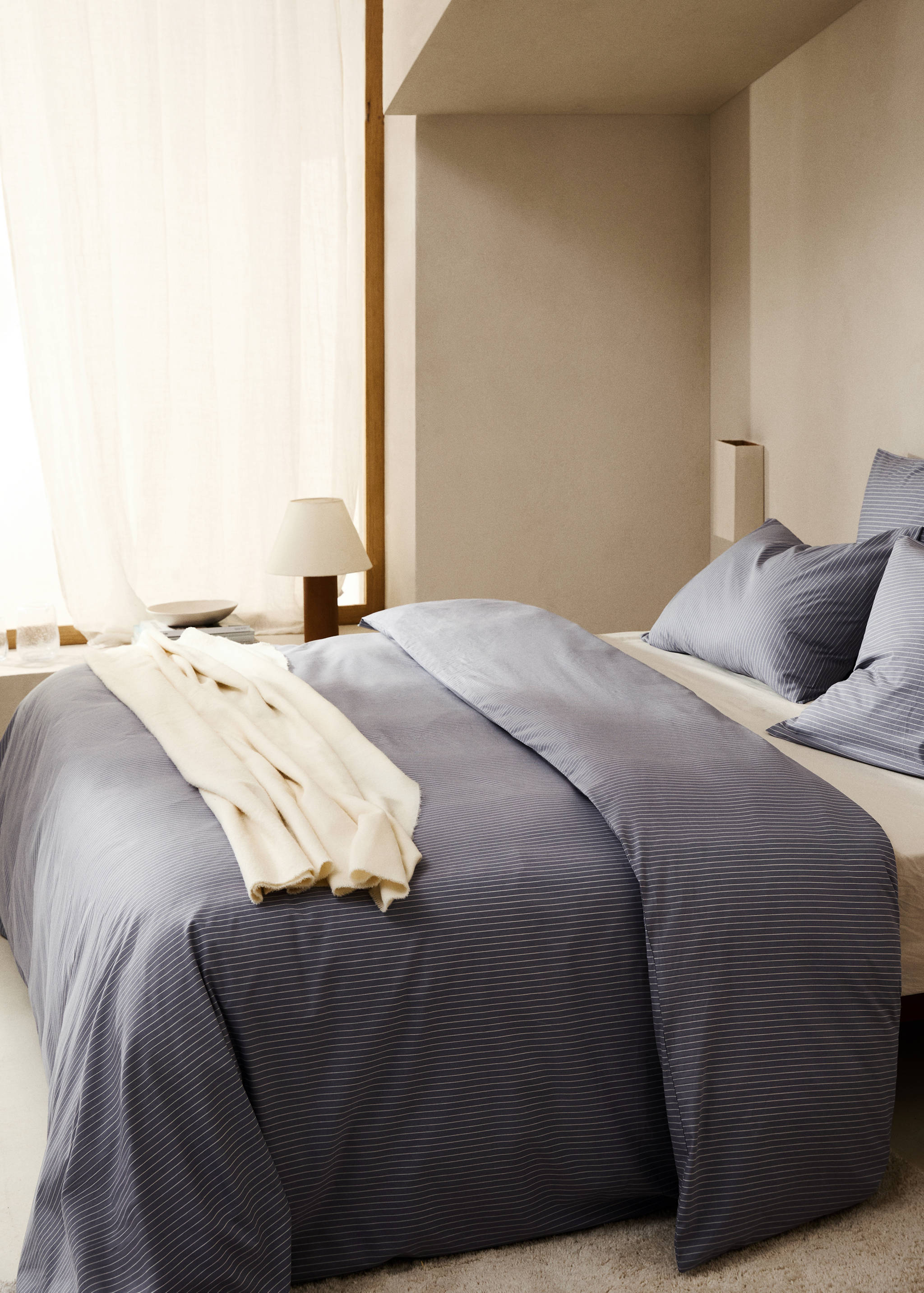 Housse de couette percale de coton rayures lit 90 cm - Plan général