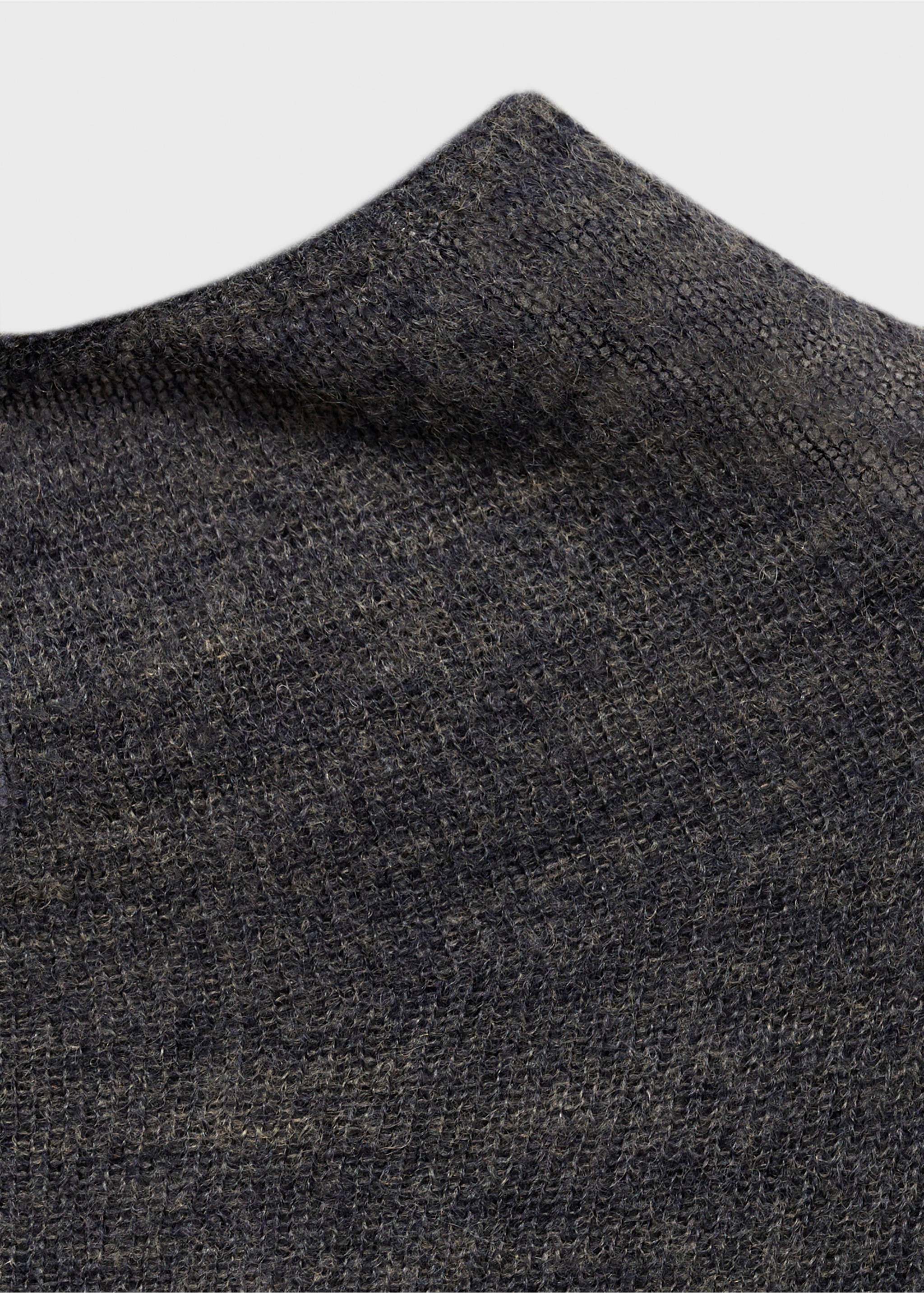 Fine-knit sweater with perkins neck - Details of the article 8, Charcoal. Ref: 77027668-00.