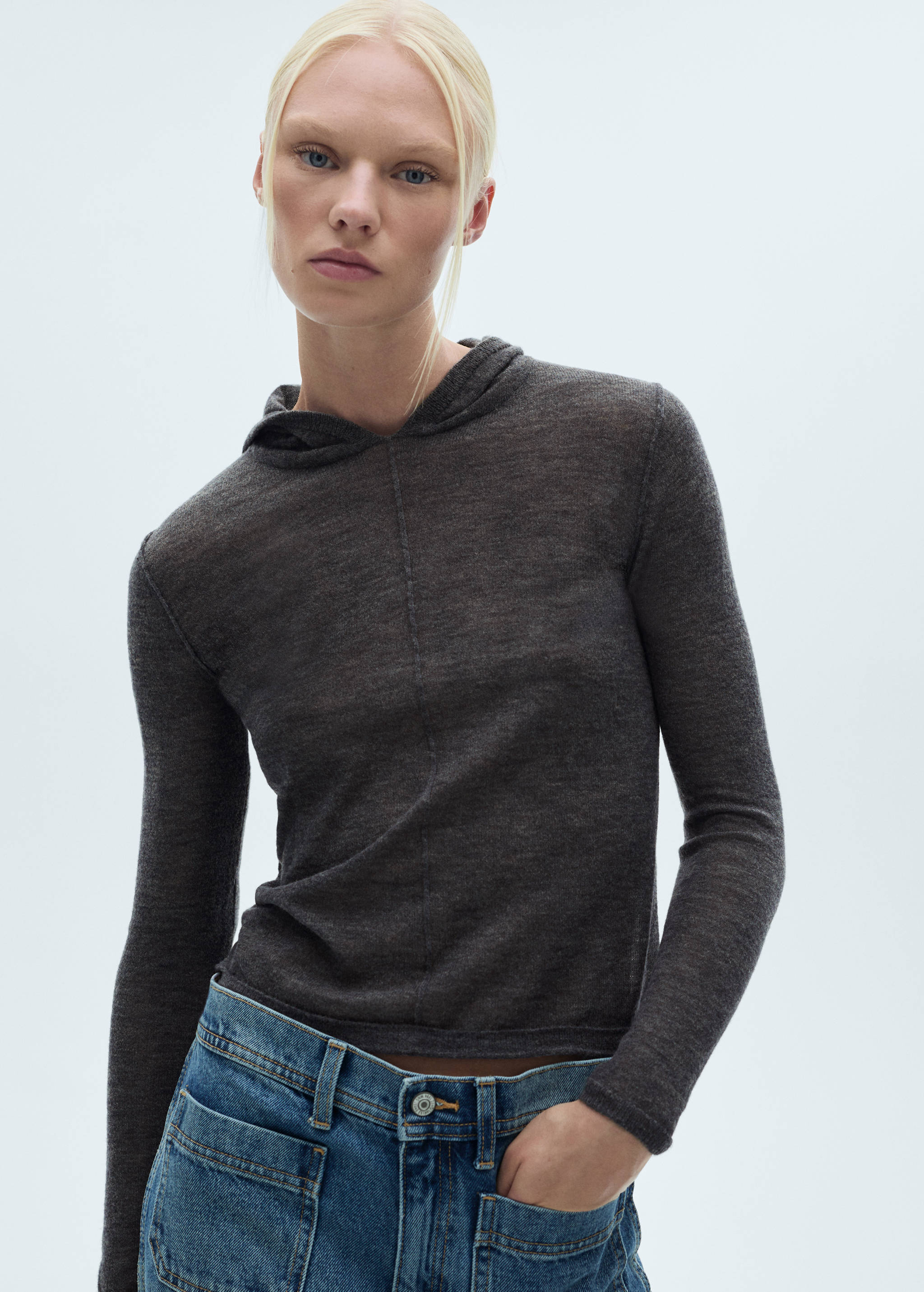 Hooded knit sweater - Medium plane