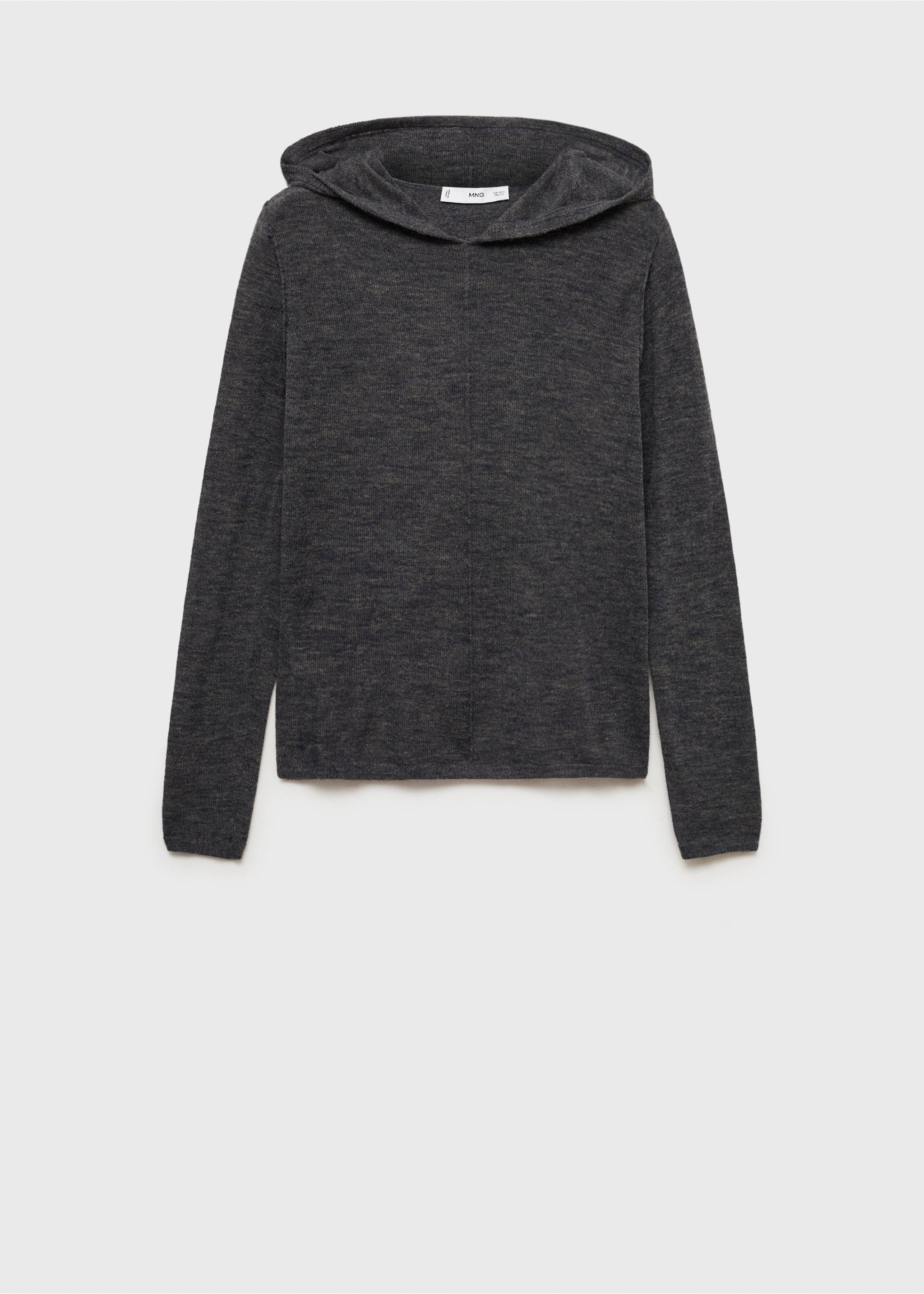 Hooded knit sweater - Article without model, Charcoal. Ref: 77027669-00.