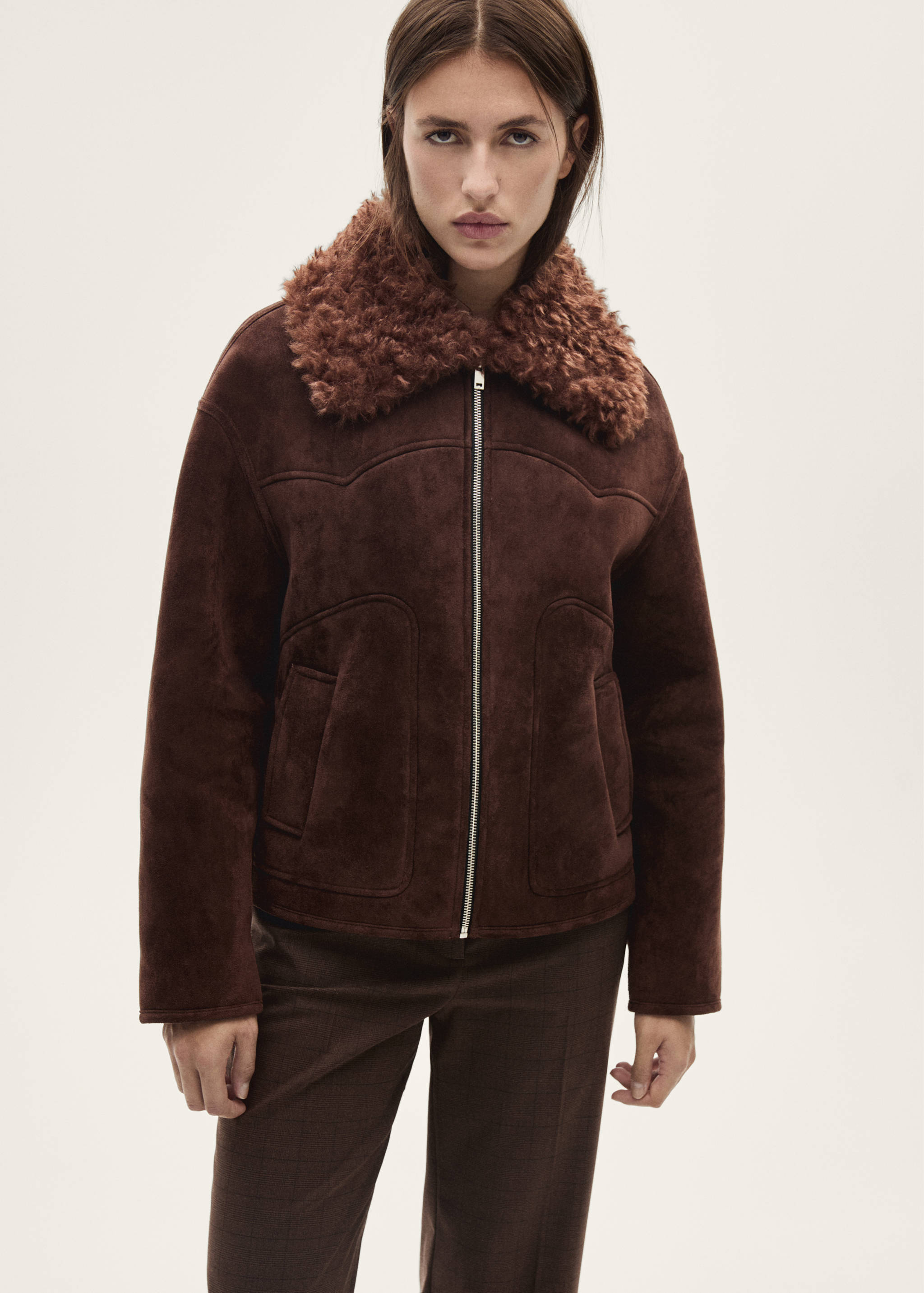 Suede-effect jacket with fleece collar - Details of the article 2