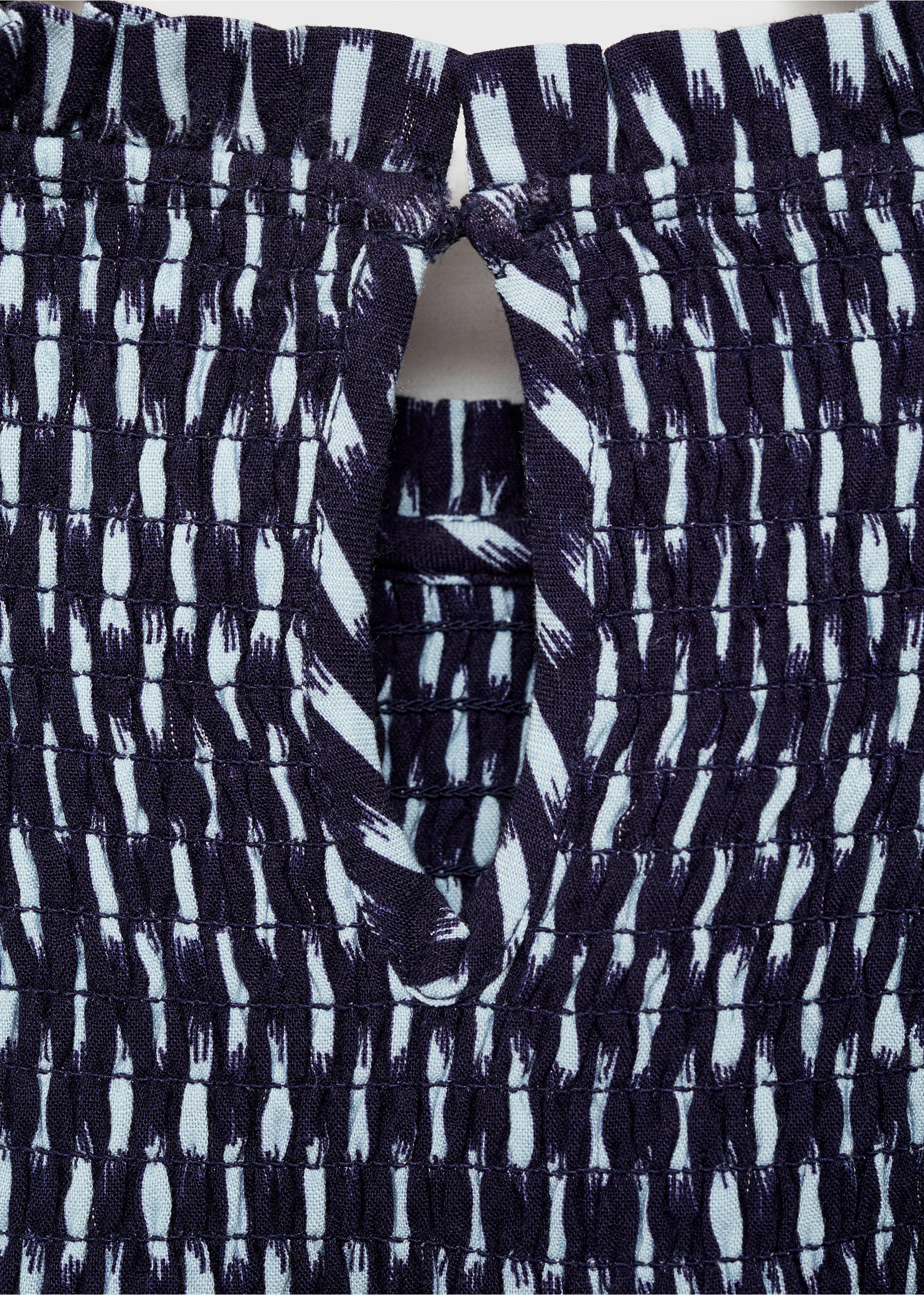 Ruched printed blouse - Details of the article 0, Dark Navy. Ref: 77027679-00.