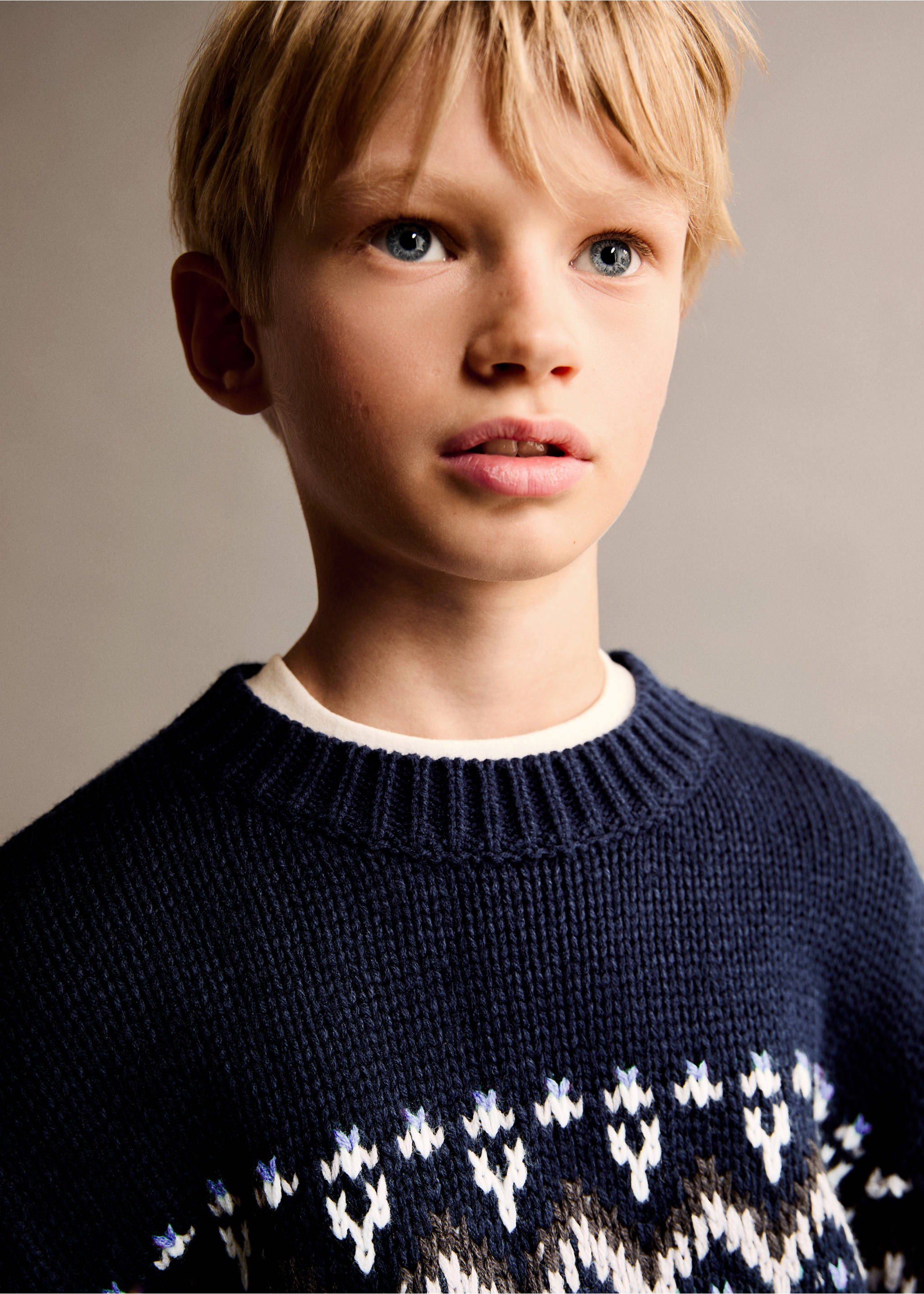 Jacquard tröja - Detaljer om artikeln 1, Navy blå. Ref: 77027681-00.