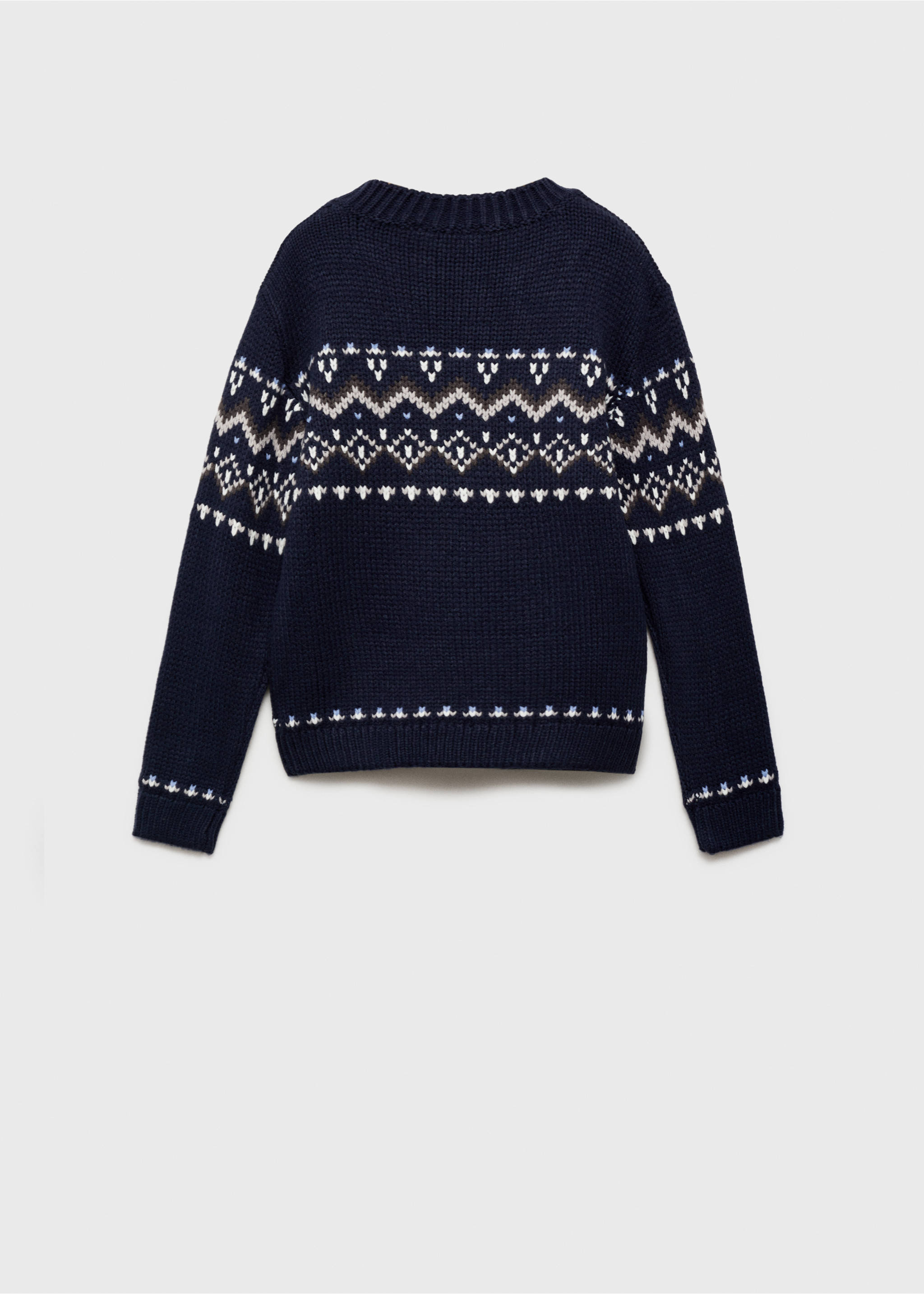 Jacquard tröja - Artikelns baksida, Navy blå. Ref: 77027681-00.