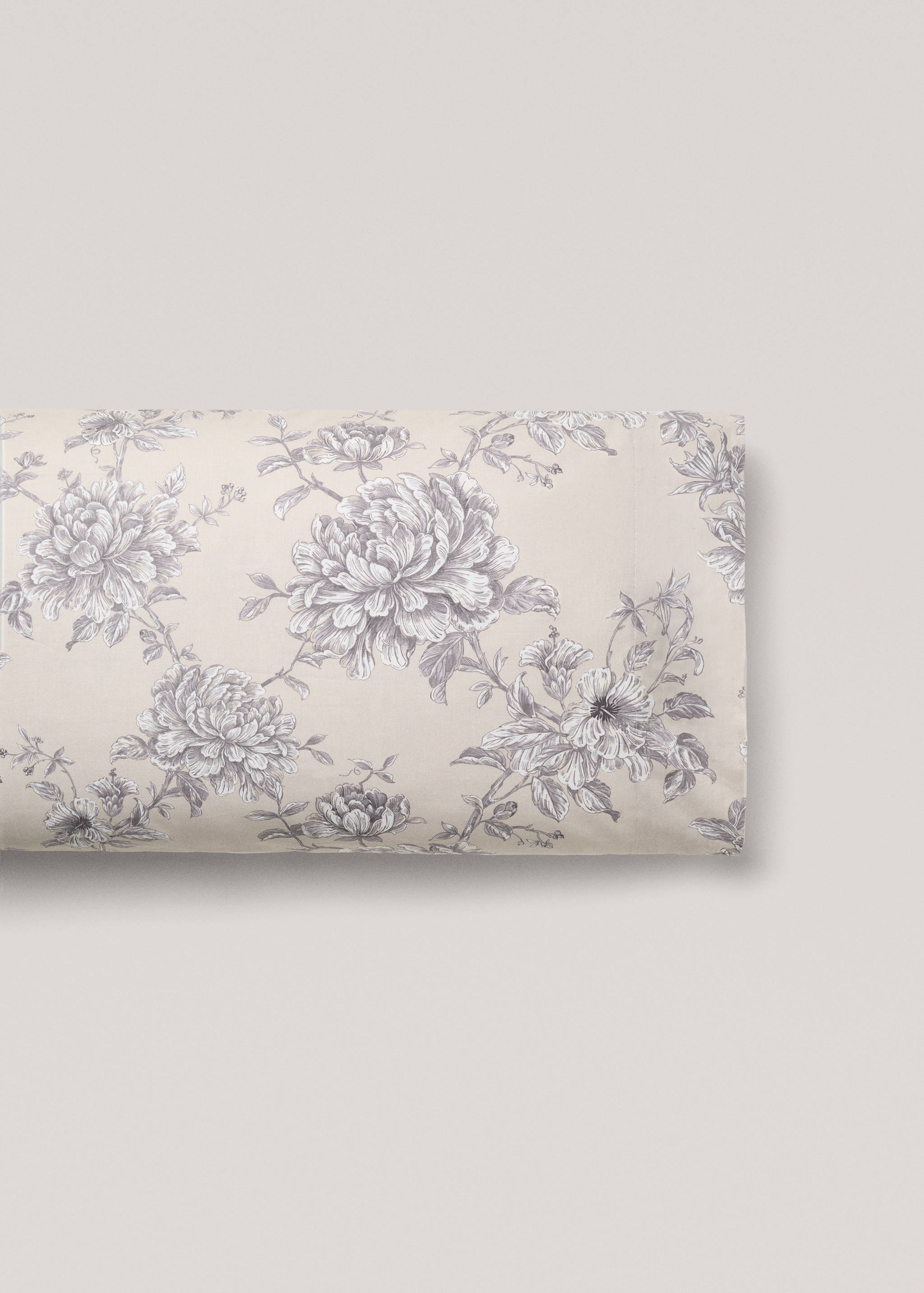 Percale cotton floral-print pillowcase 45x110cm - Article without model