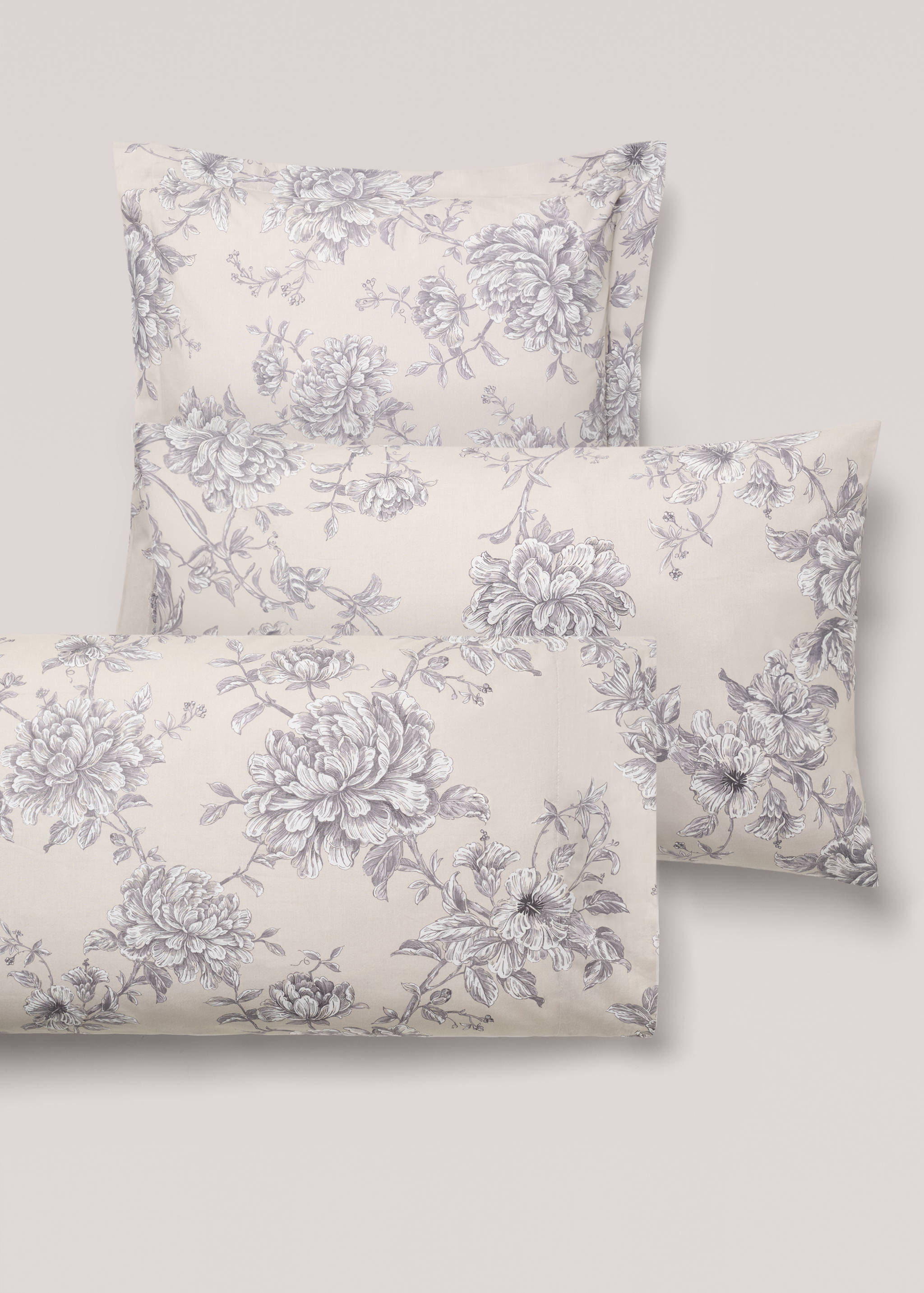 Percale cotton floral-print pillowcase 45x110cm - Details of the article 3