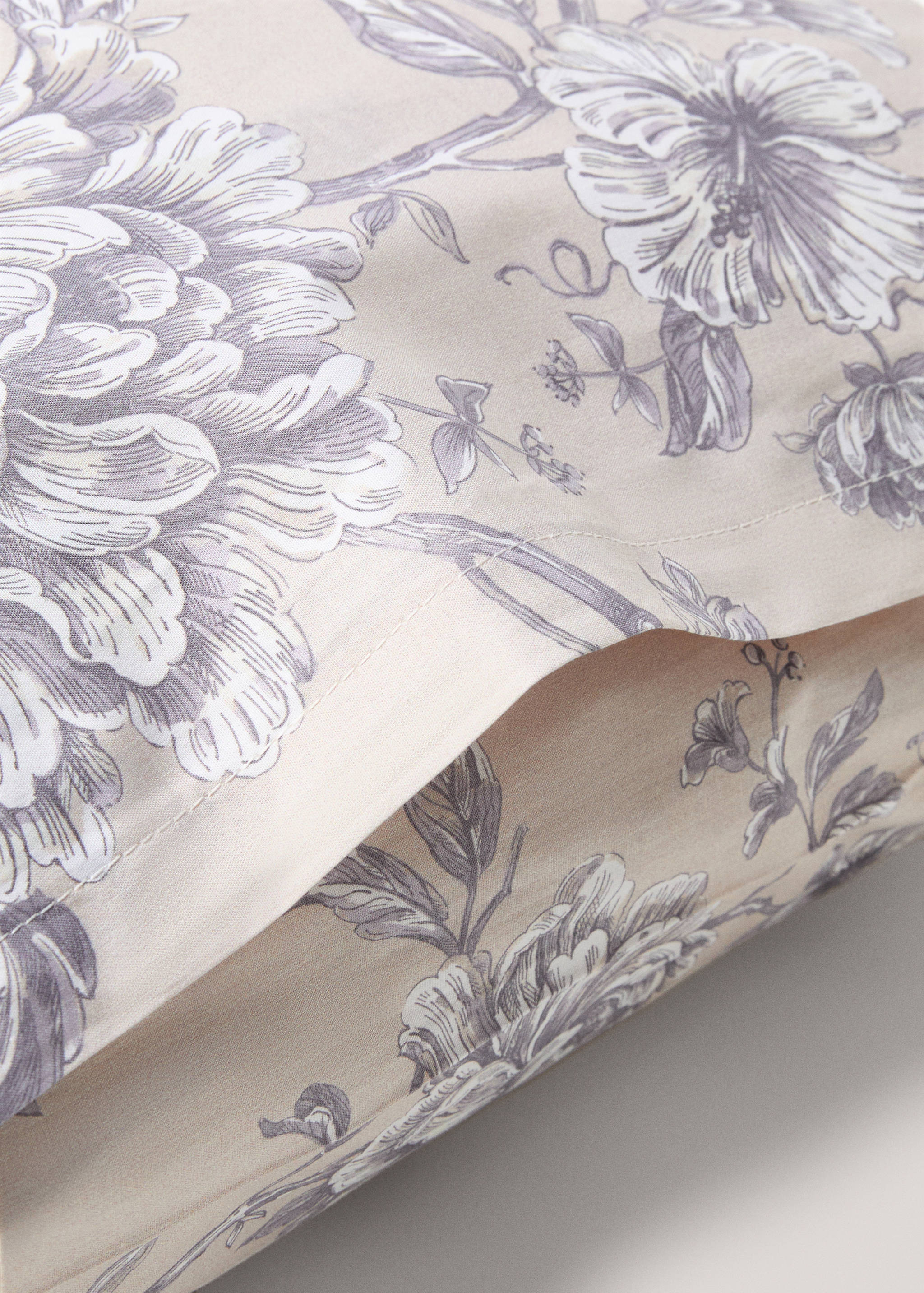 Kopfkissenbezug aus Baumwoll-Perkal mit Blumenmuster 50 x 75 cm - Detail des Artikels 2