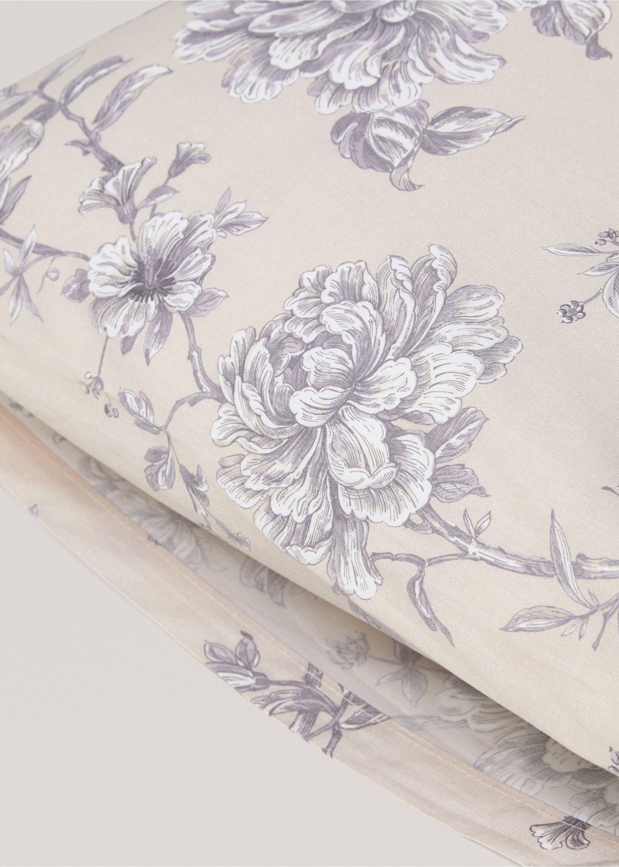 Kopfkissenbezug aus Baumwoll-Perkal mit Blumenmuster 50 x 75 cm - Detail des Artikels 3, Blau. Ref: 77027685-00.