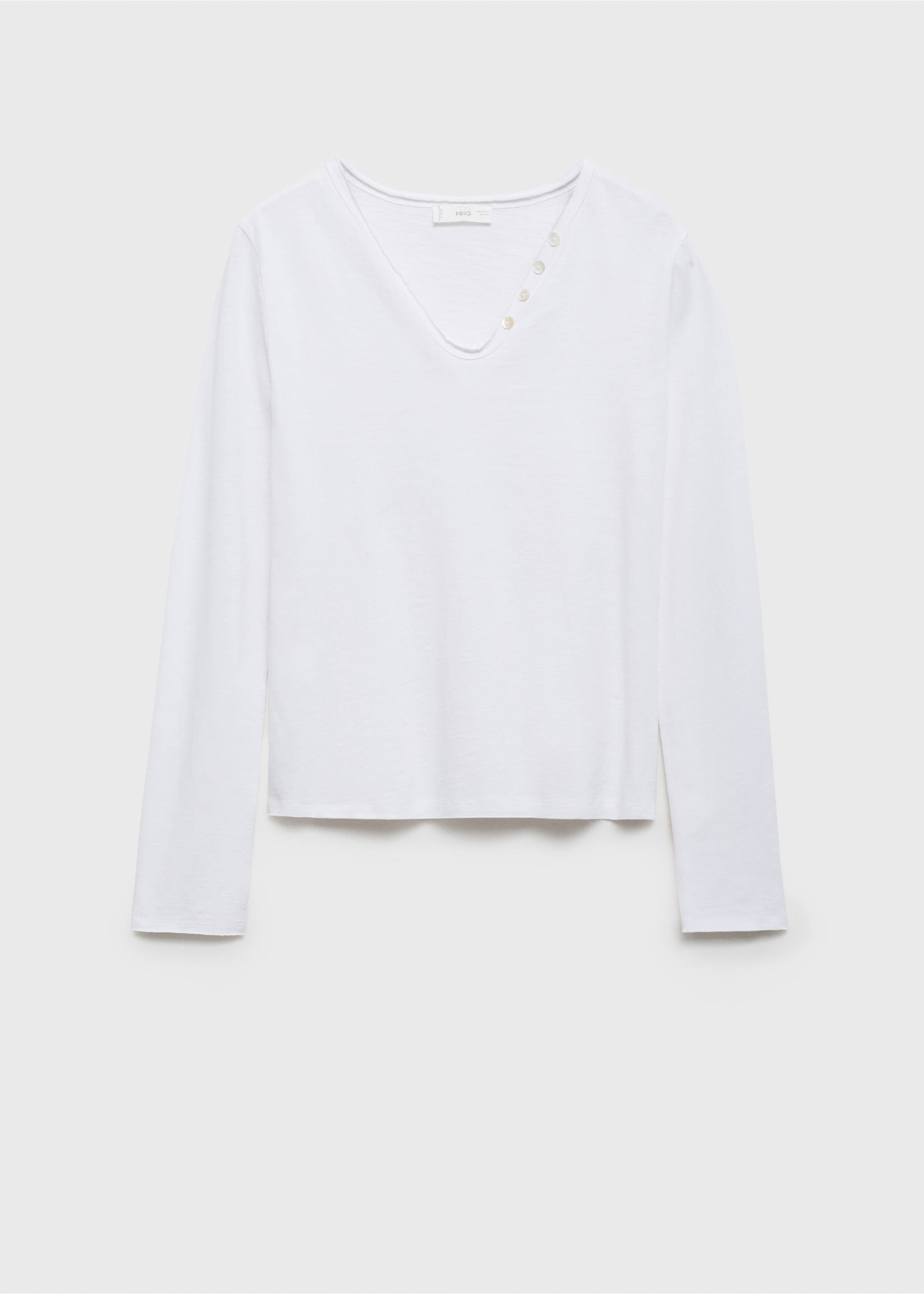 Buttoned long sleeve t-shirt - Article without model, Off White. Ref: 77027696-00.