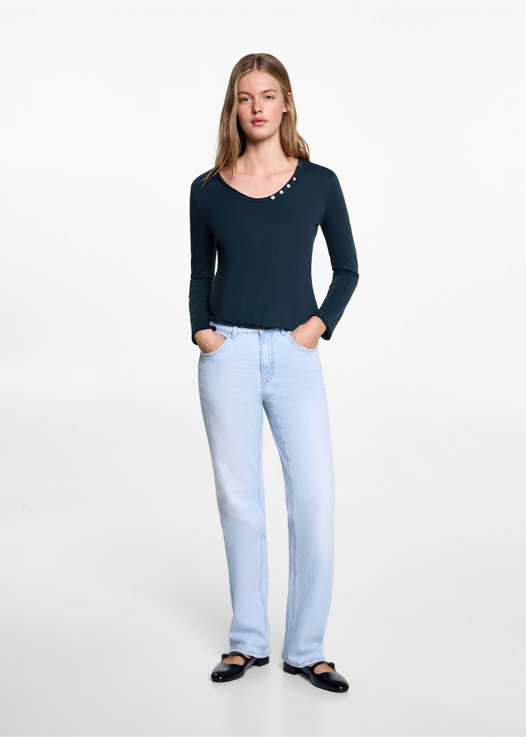 Buttoned long sleeve t-shirt - General plane, Dark Navy. Ref: 77027696-00.