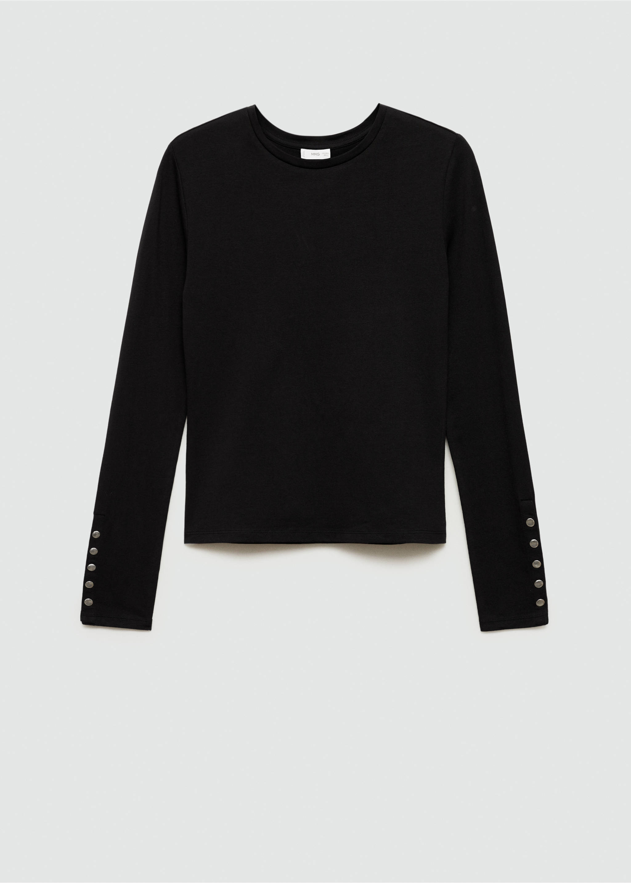 Langärmliges T-Shirt mit Nieten - Artikel ohne Model, Schwarz. Ref: 77027698-00.