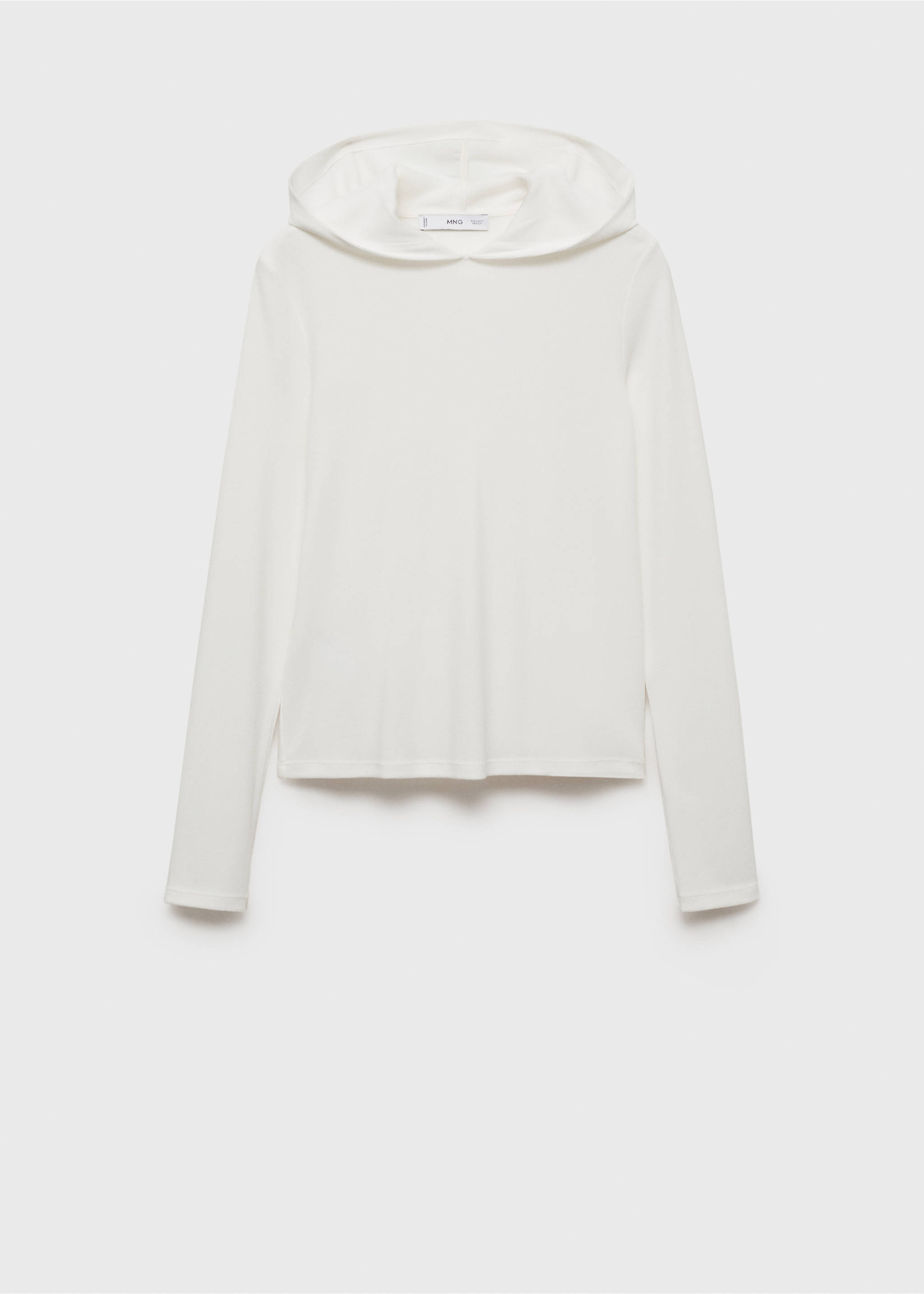 Langarm-T-Shirt mit Kapuze - Artikel ohne Model, Cremeweiß. Ref: 77027699-00.