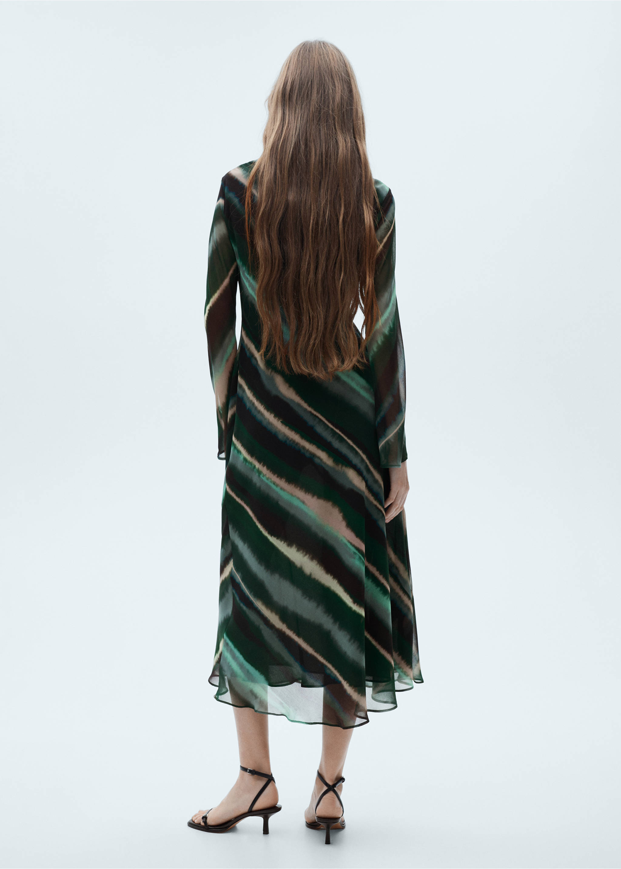 Printed turtleneck dress - Reverse of the article, Green. Ref: 77027717-00.