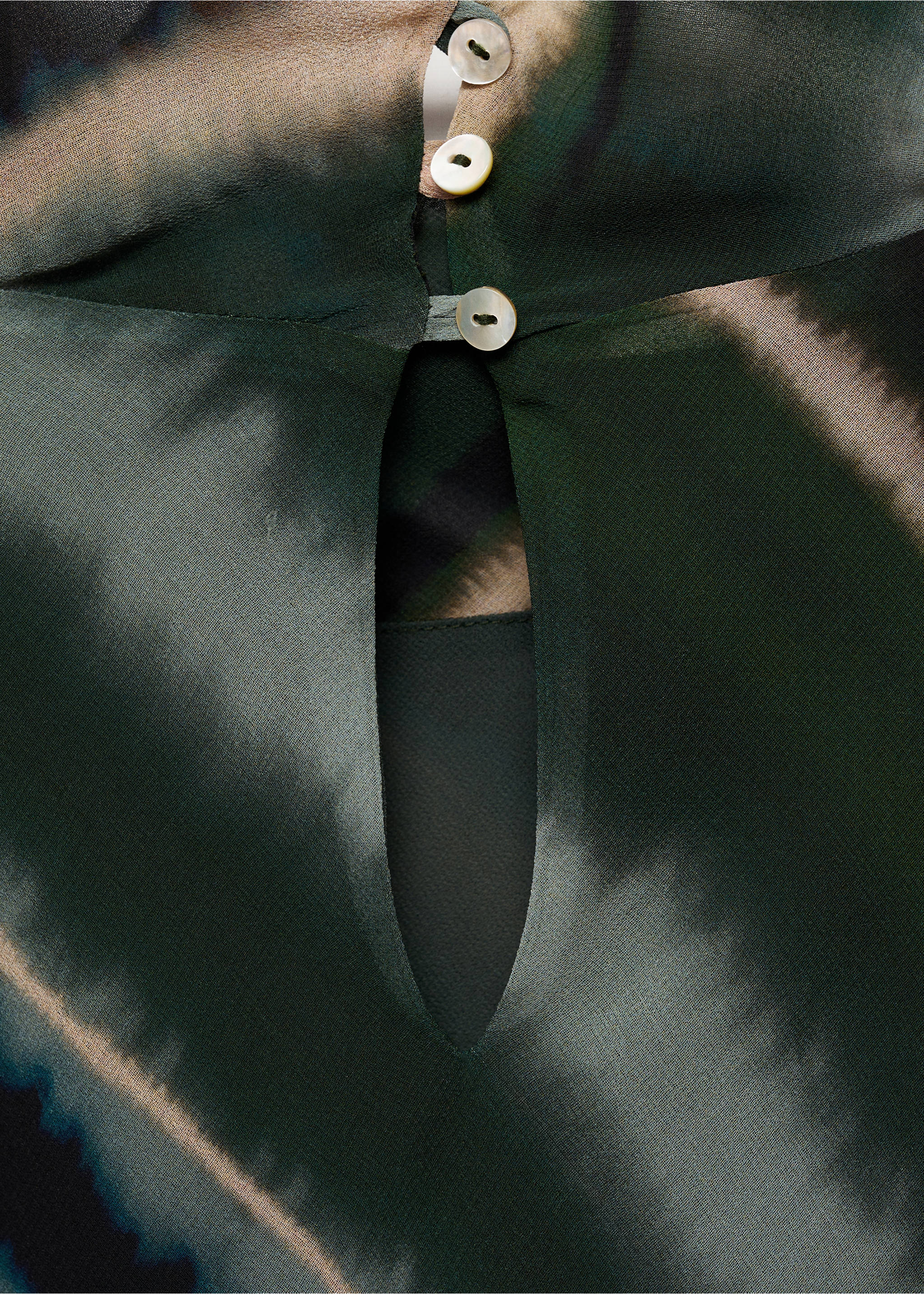 Printed turtleneck dress - Details of the article 0, Green. Ref: 77027717-00.