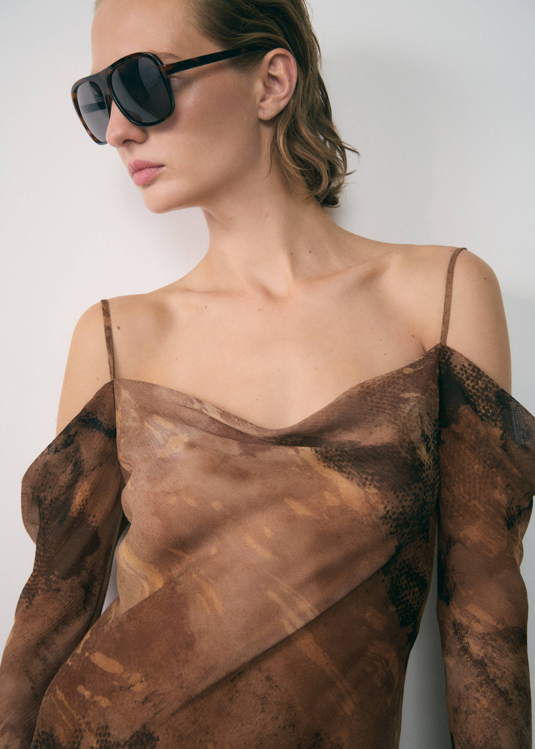 Vestido gasa estampado - Plano medio