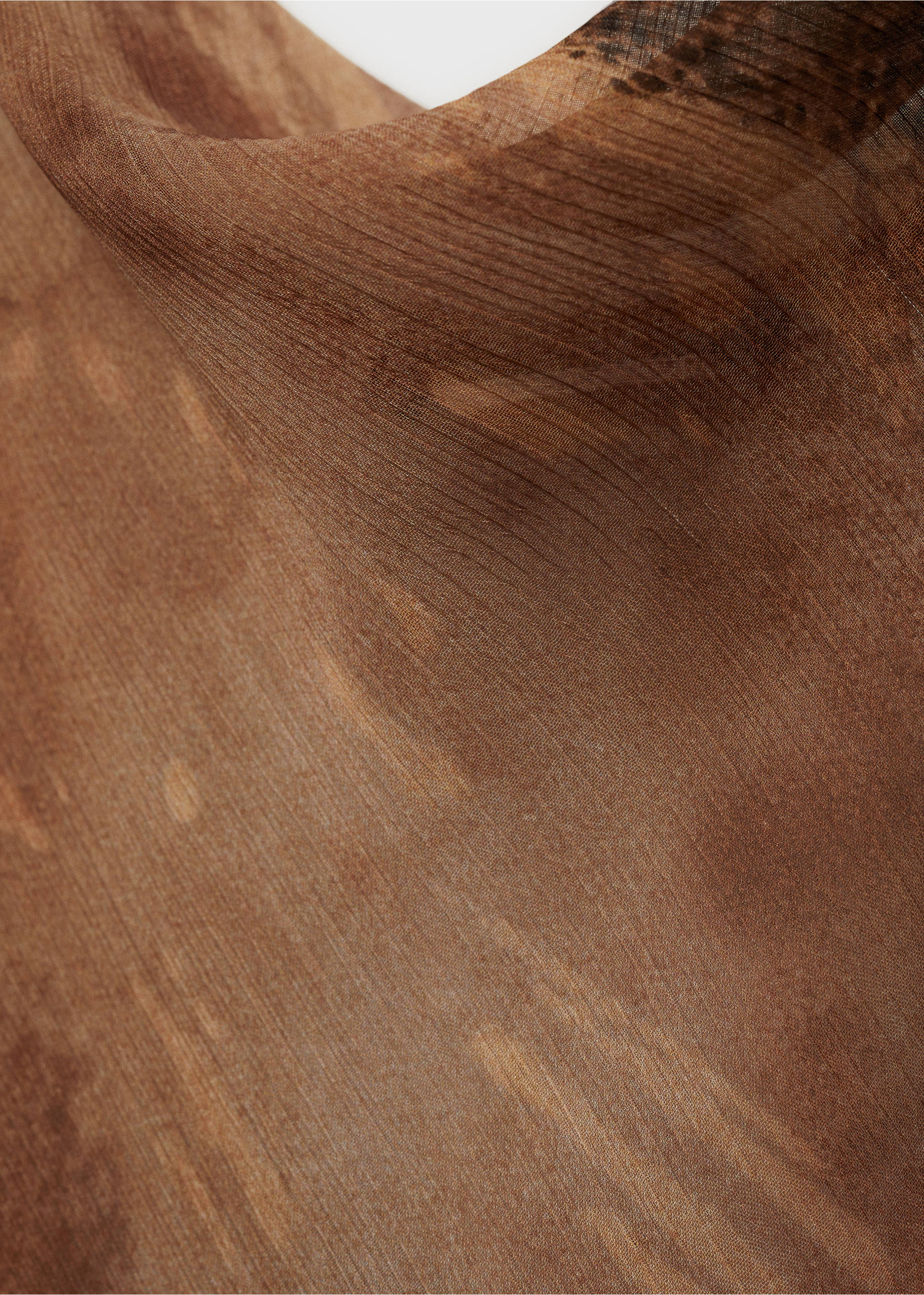 Printed chiffon dress - Details of the article 8, Brown. Ref: 77027720-00.