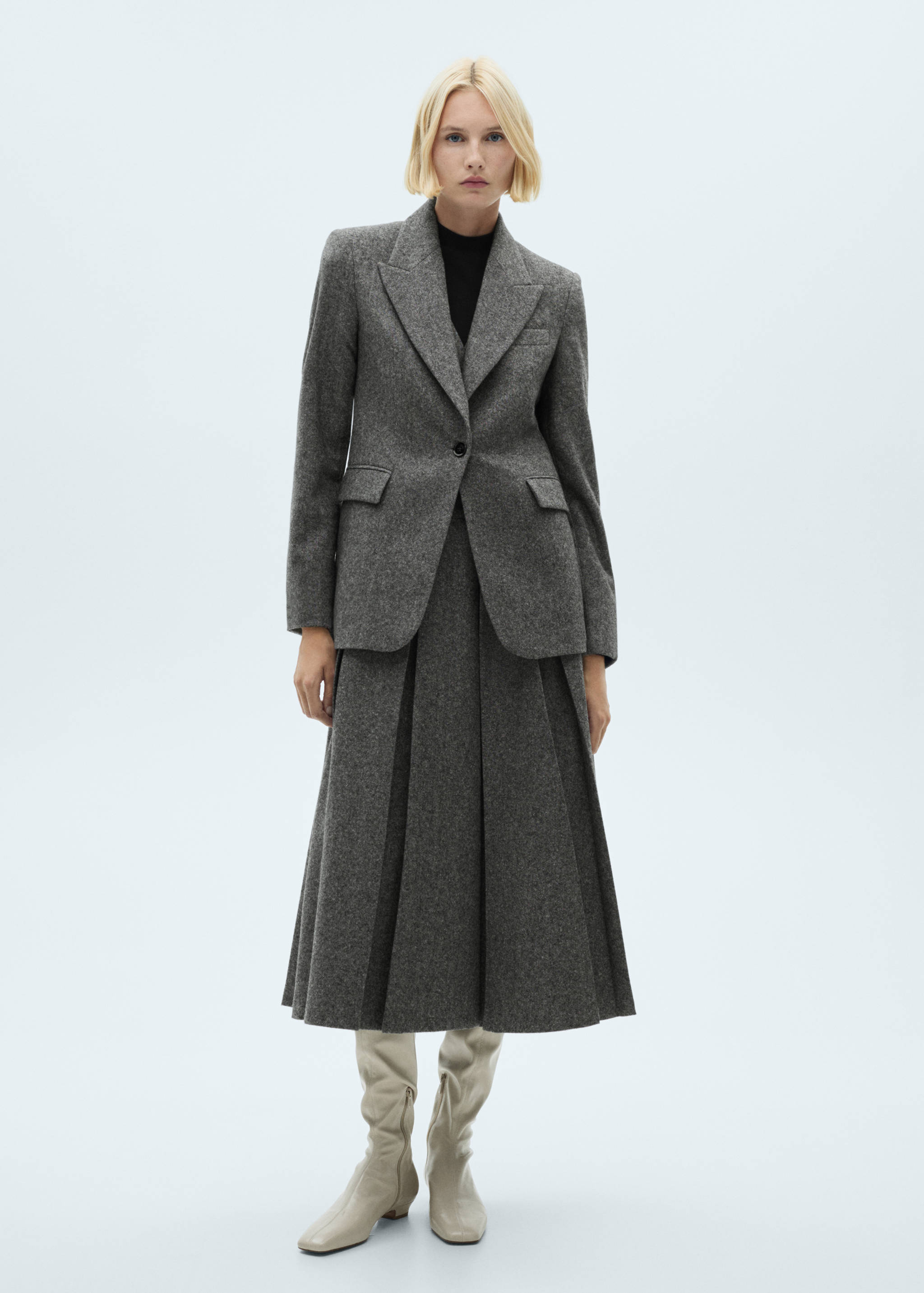 Marbled wool pleated skirt - General plane