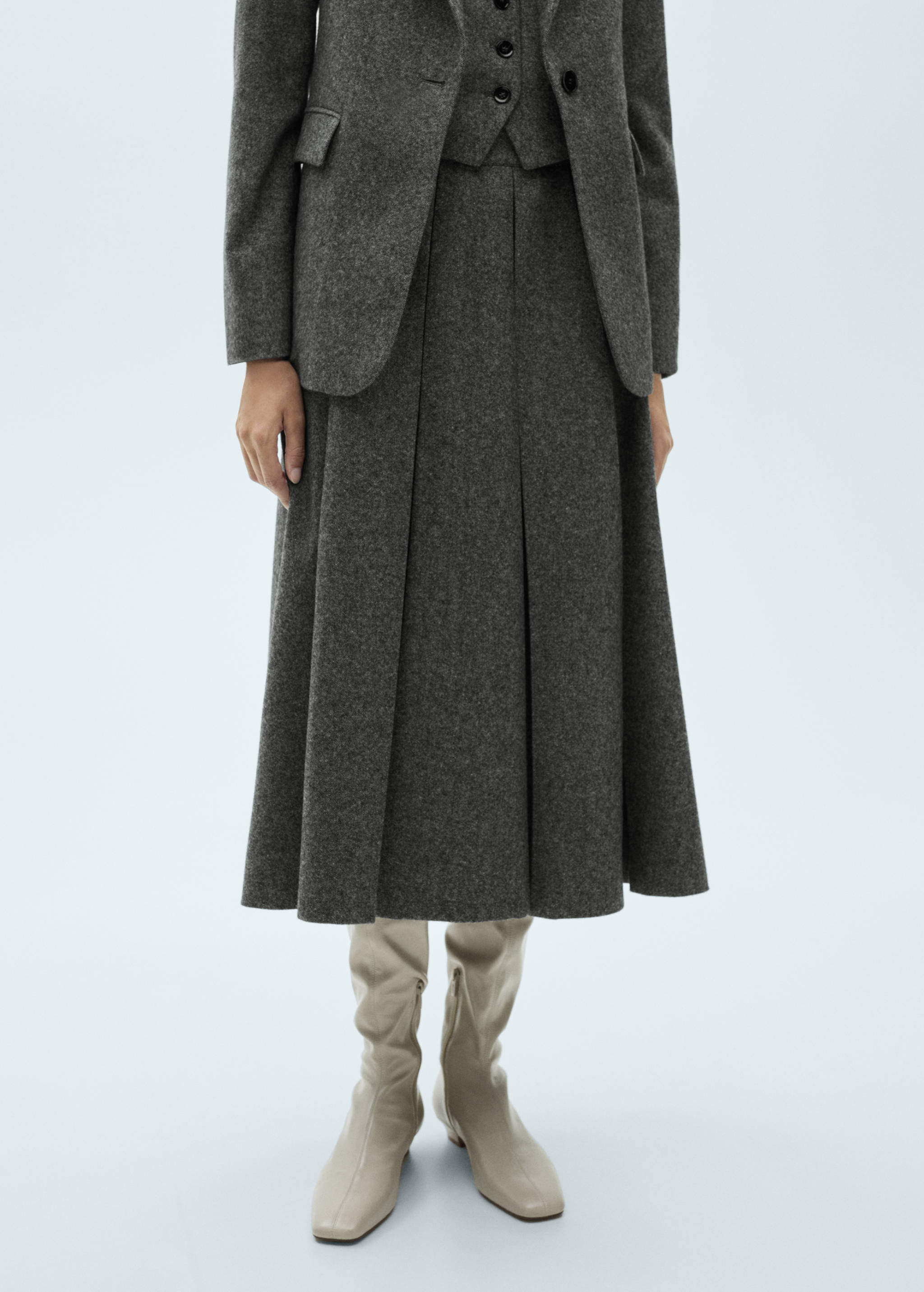 Marbled wool pleated skirt - Medium plane