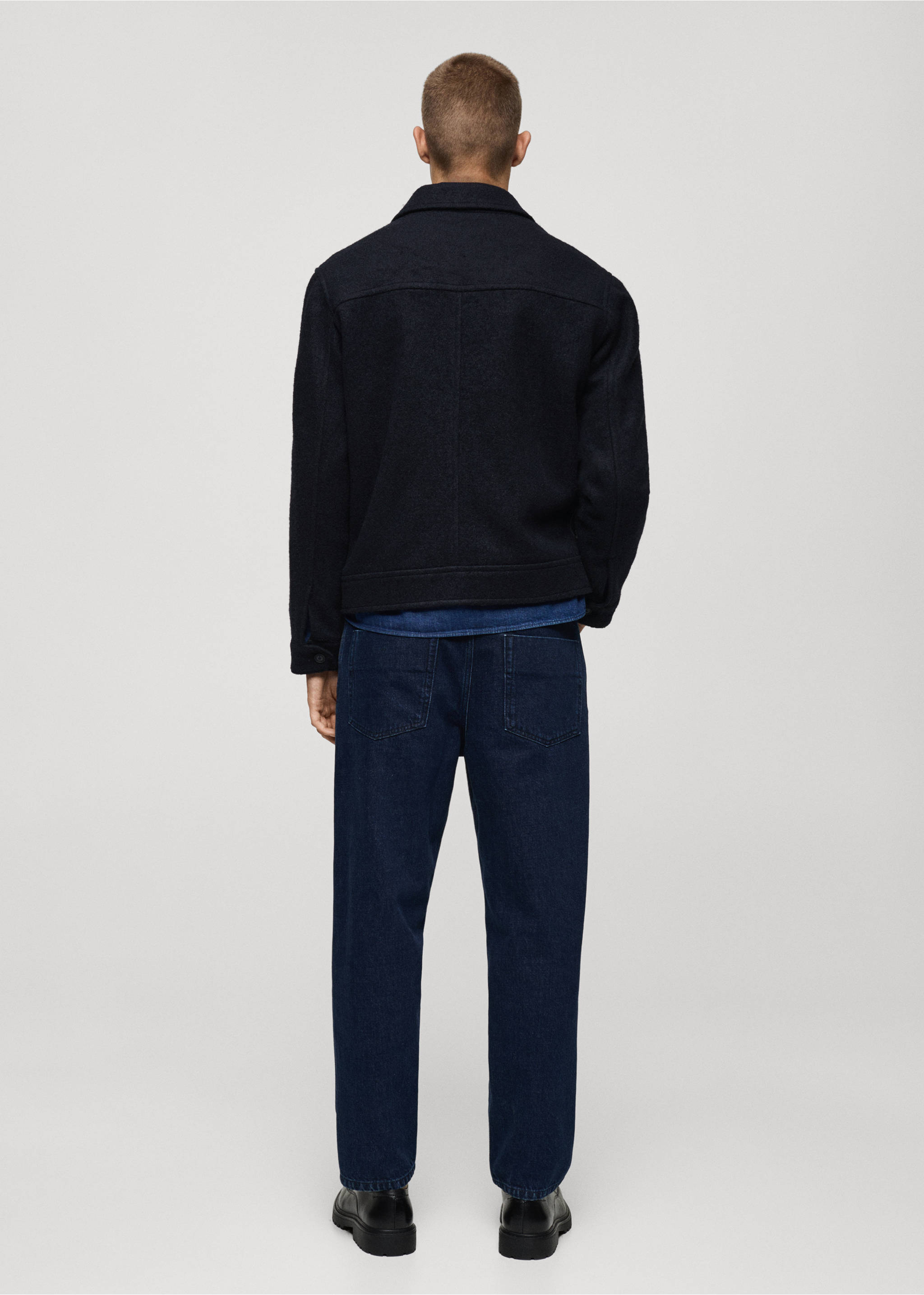 Wool jacket with pockets - Reverse of the article, Dark Navy. Ref: 77027913-00.