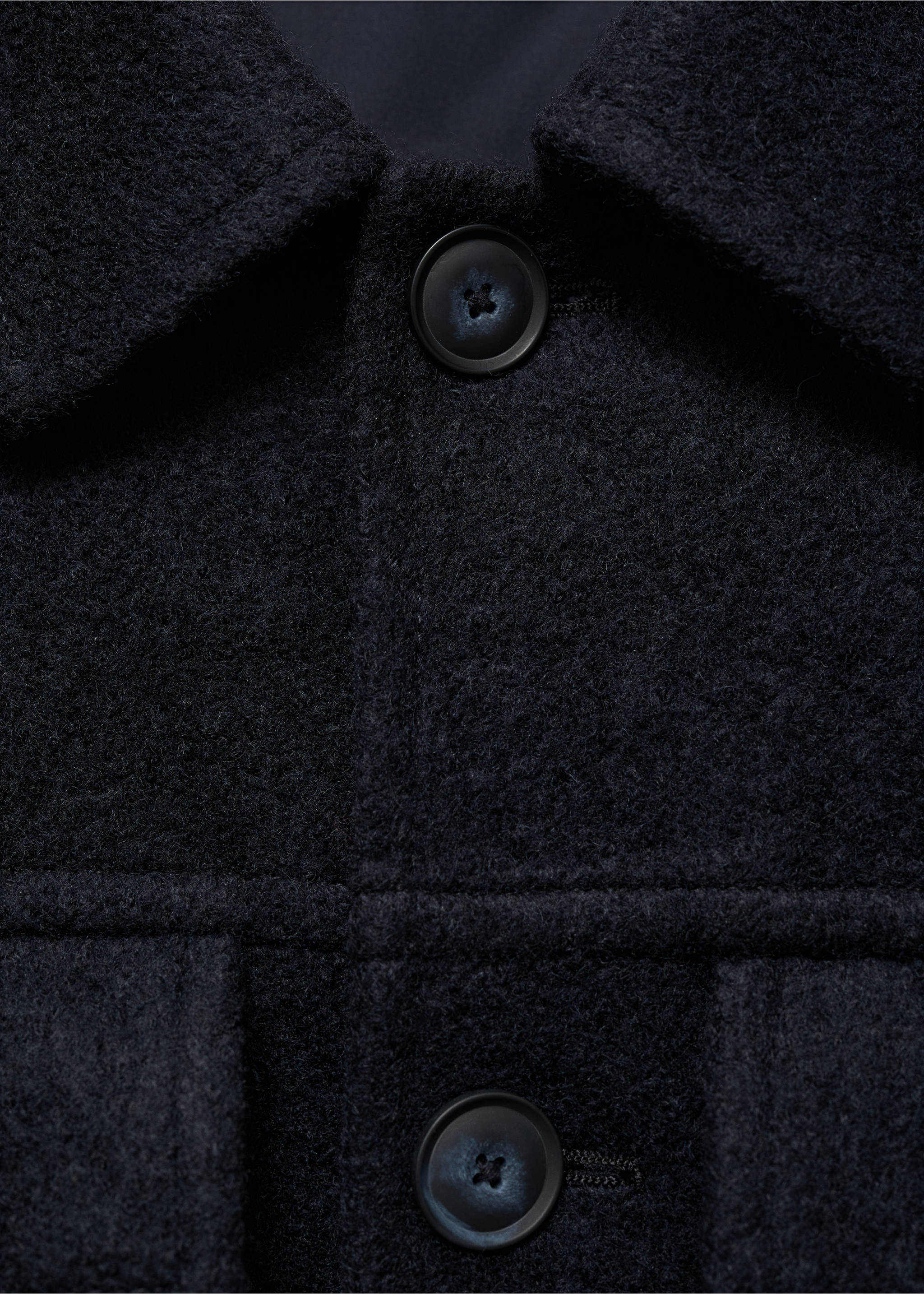 Wool jacket with pockets - Details of the article 8, Dark Navy. Ref: 77027913-00.