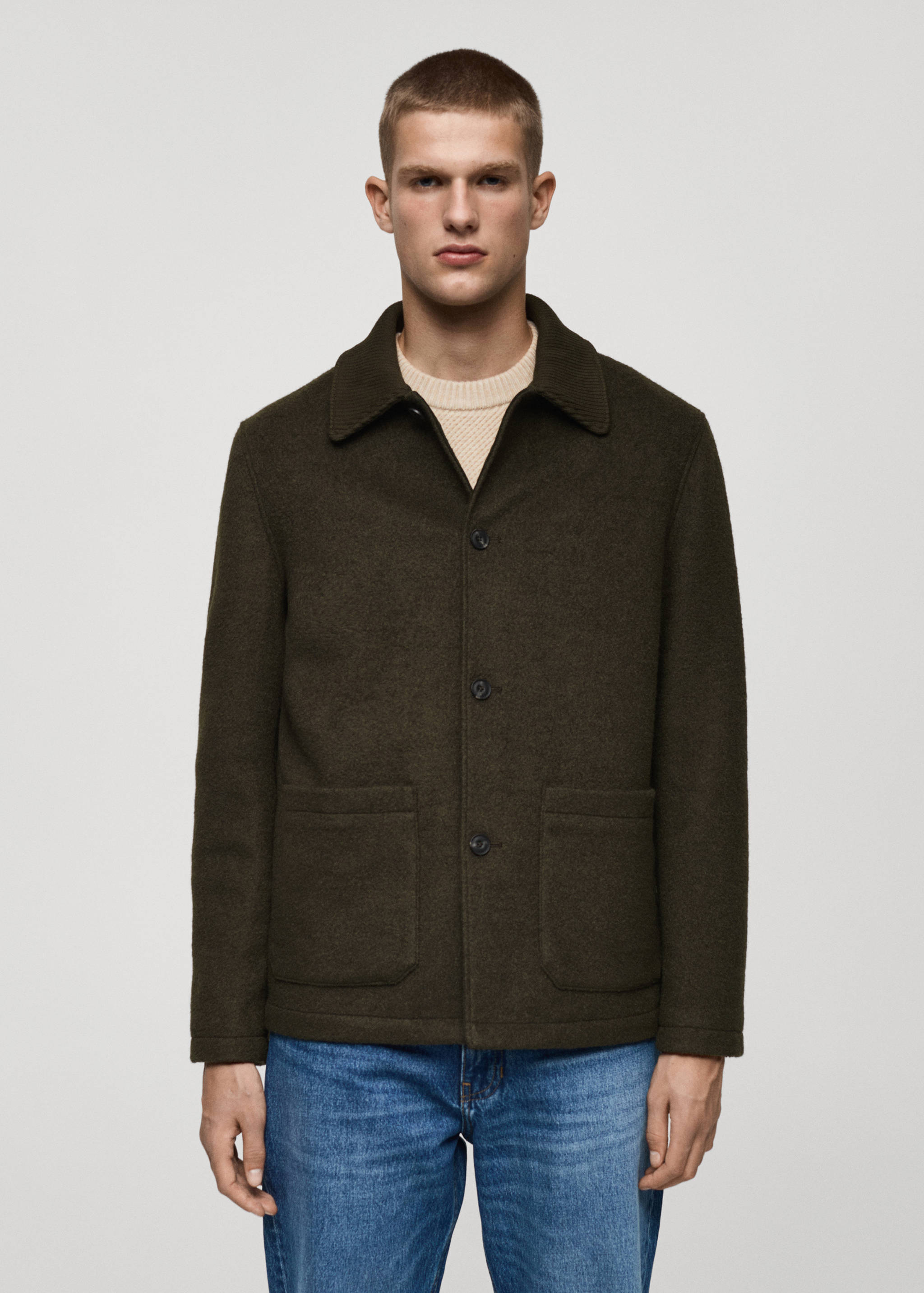 Wool bouclé jacket with pockets - Medium plane