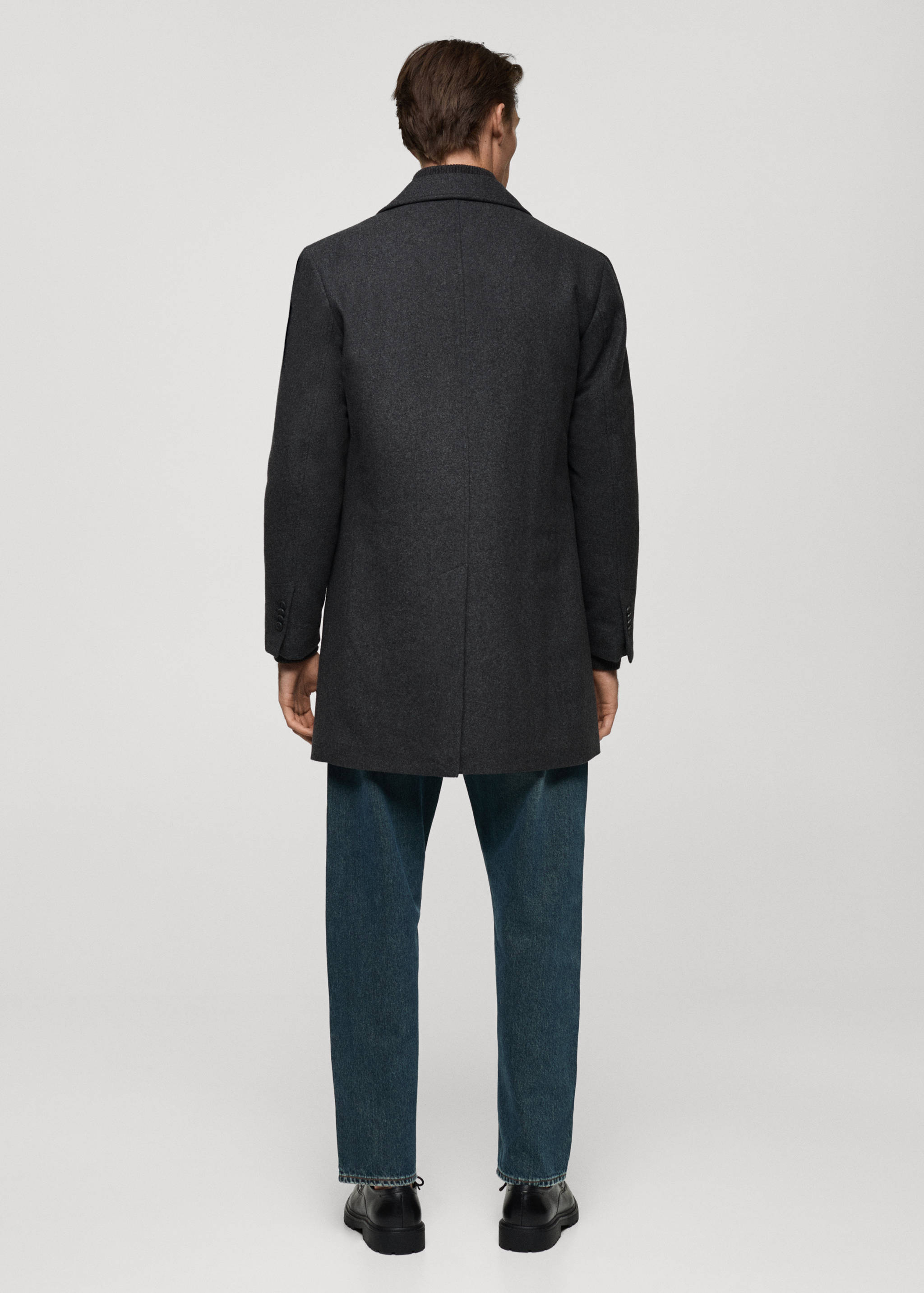 Regular fit quilted wool coat - Reverse of the article