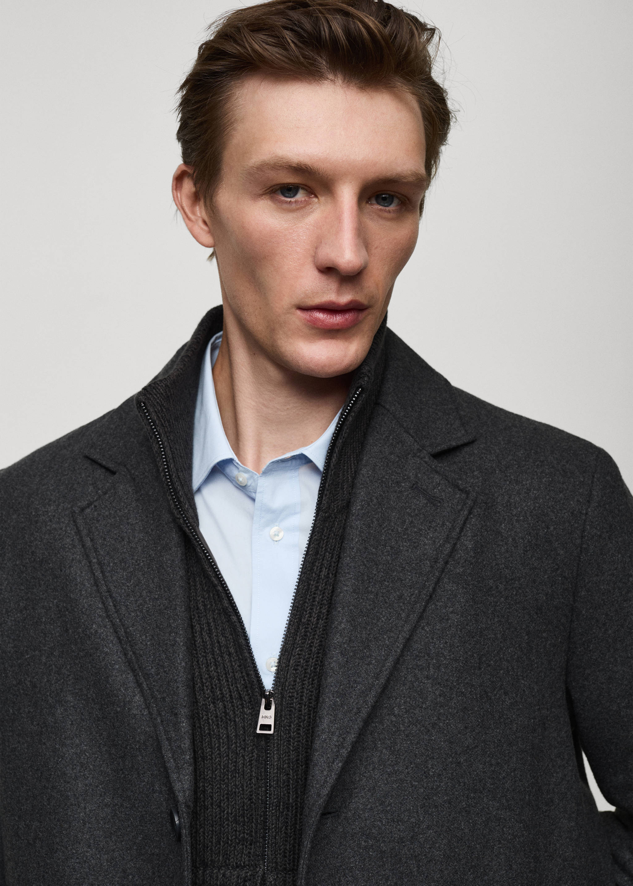 Regular fit quilted wool coat - Details of the article 1