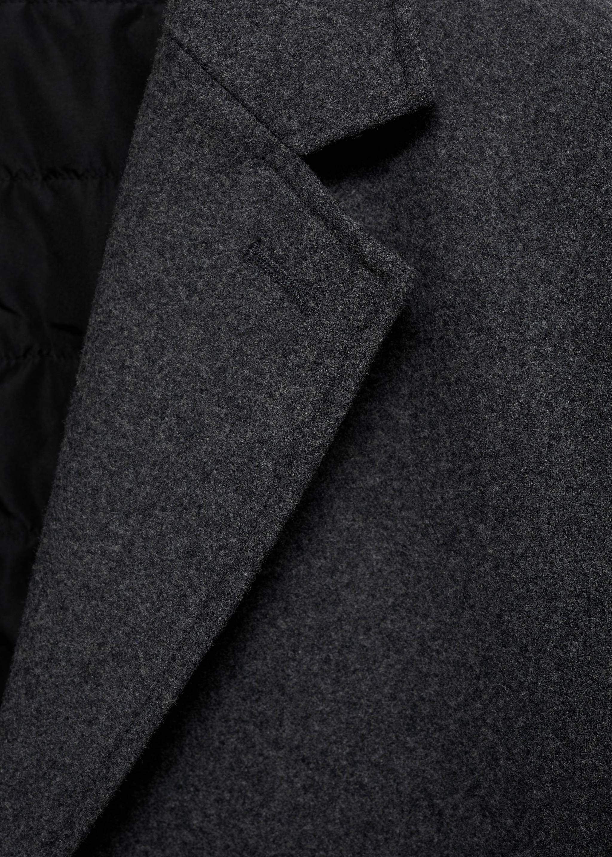 Regular fit quilted wool coat - Details of the article 8