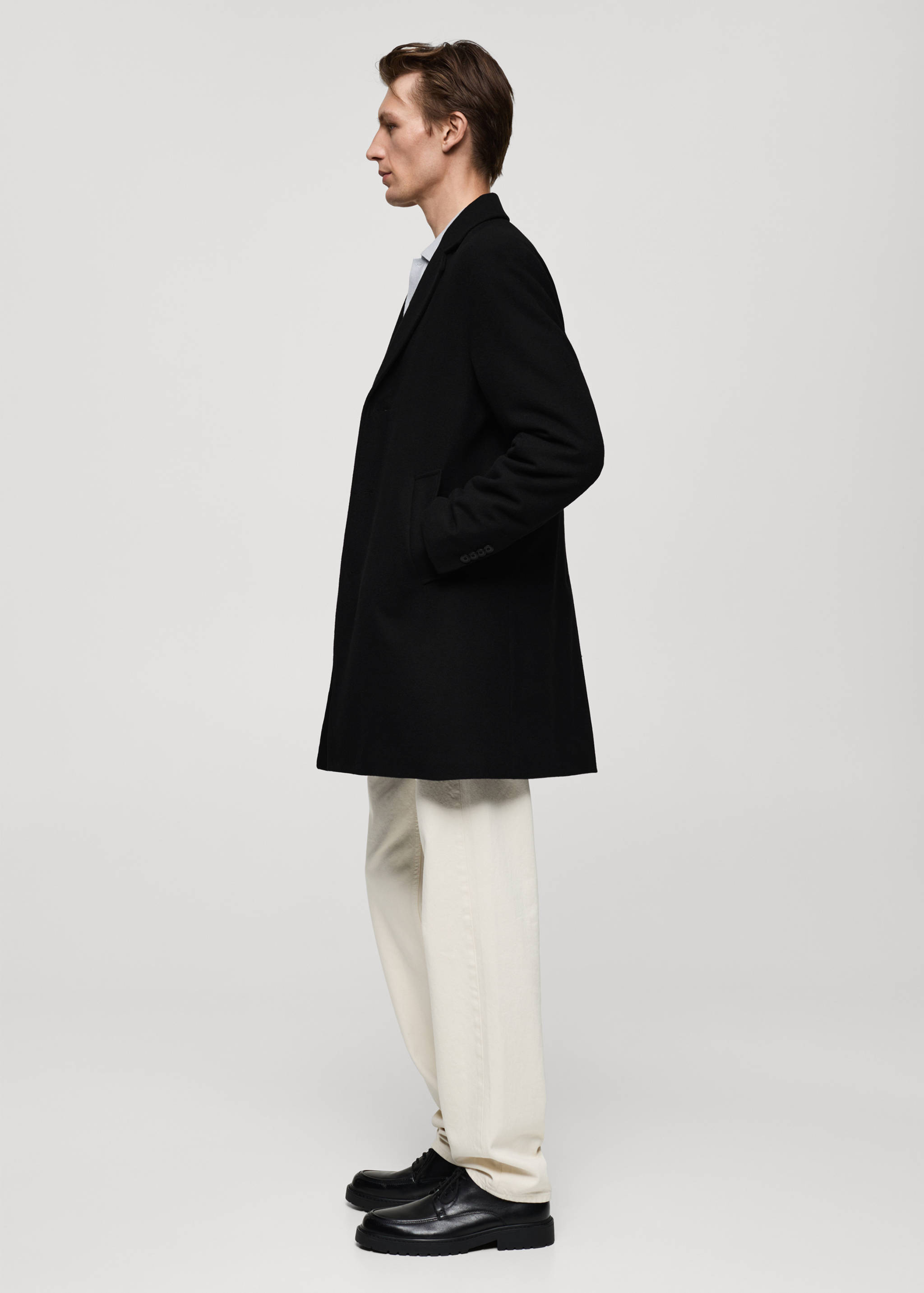 Regular fit quilted wool coat - Details of the article 2