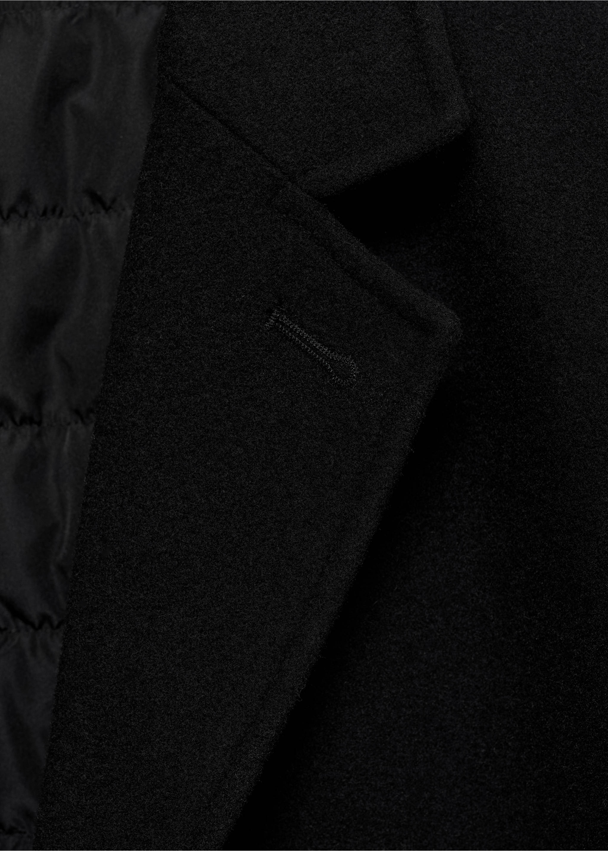 Regular fit quilted wool coat - Details of the article 8, Black. Ref: 77027915-00.