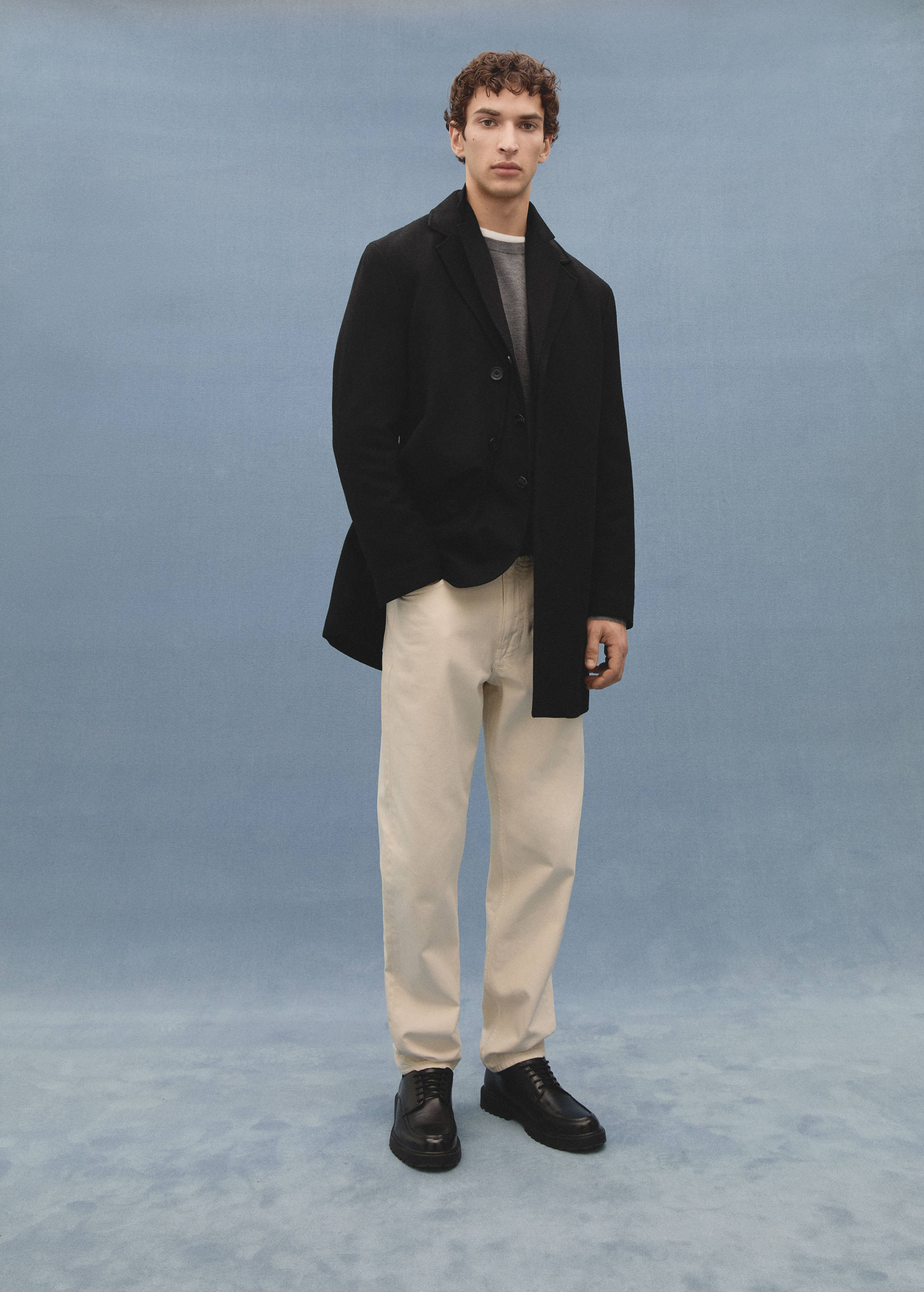 Regular fit quilted wool coat - Details of the article 5