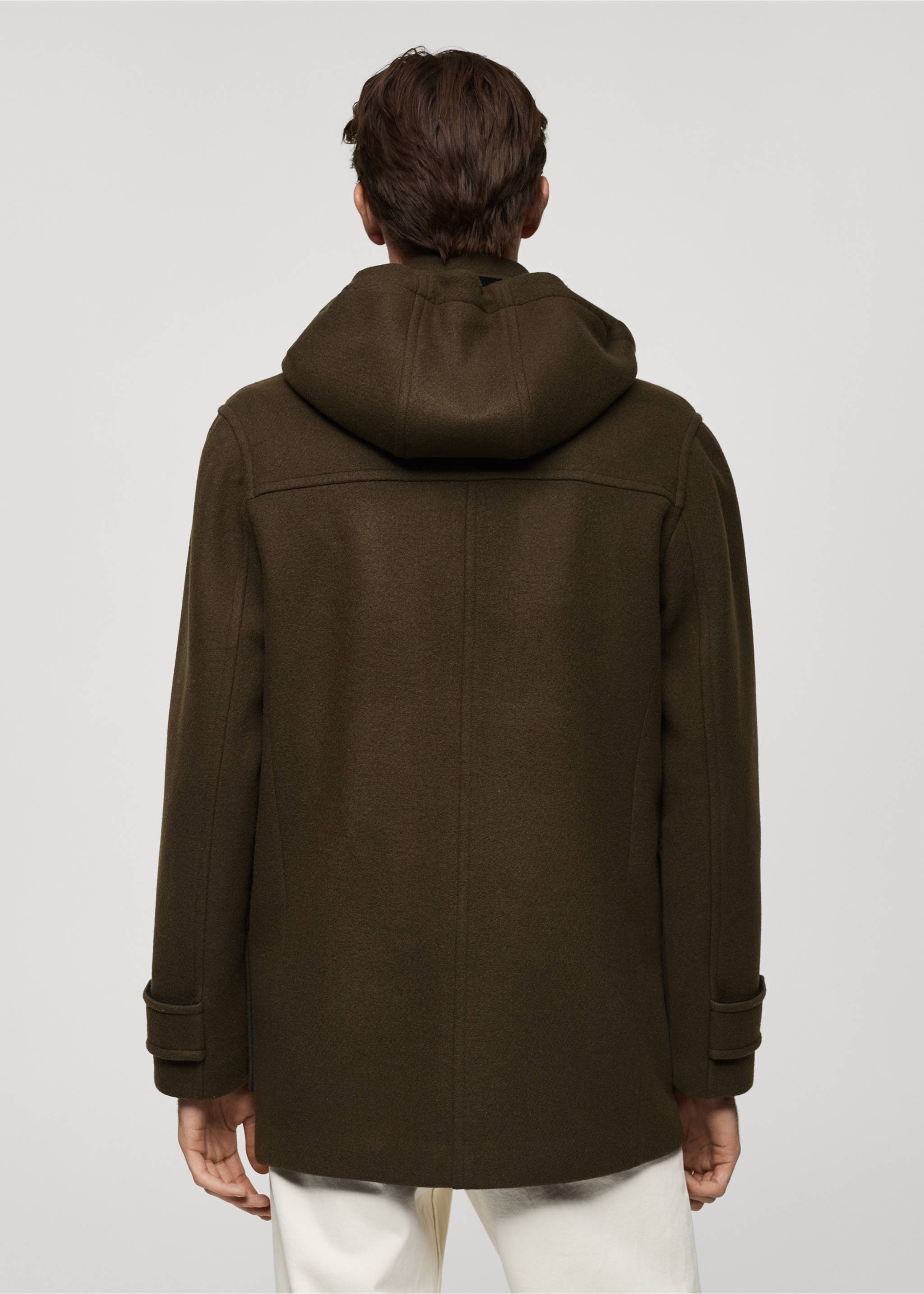 Detachable hood wool coat - Reverse of the article, Khaki. Ref: 77027916-00.