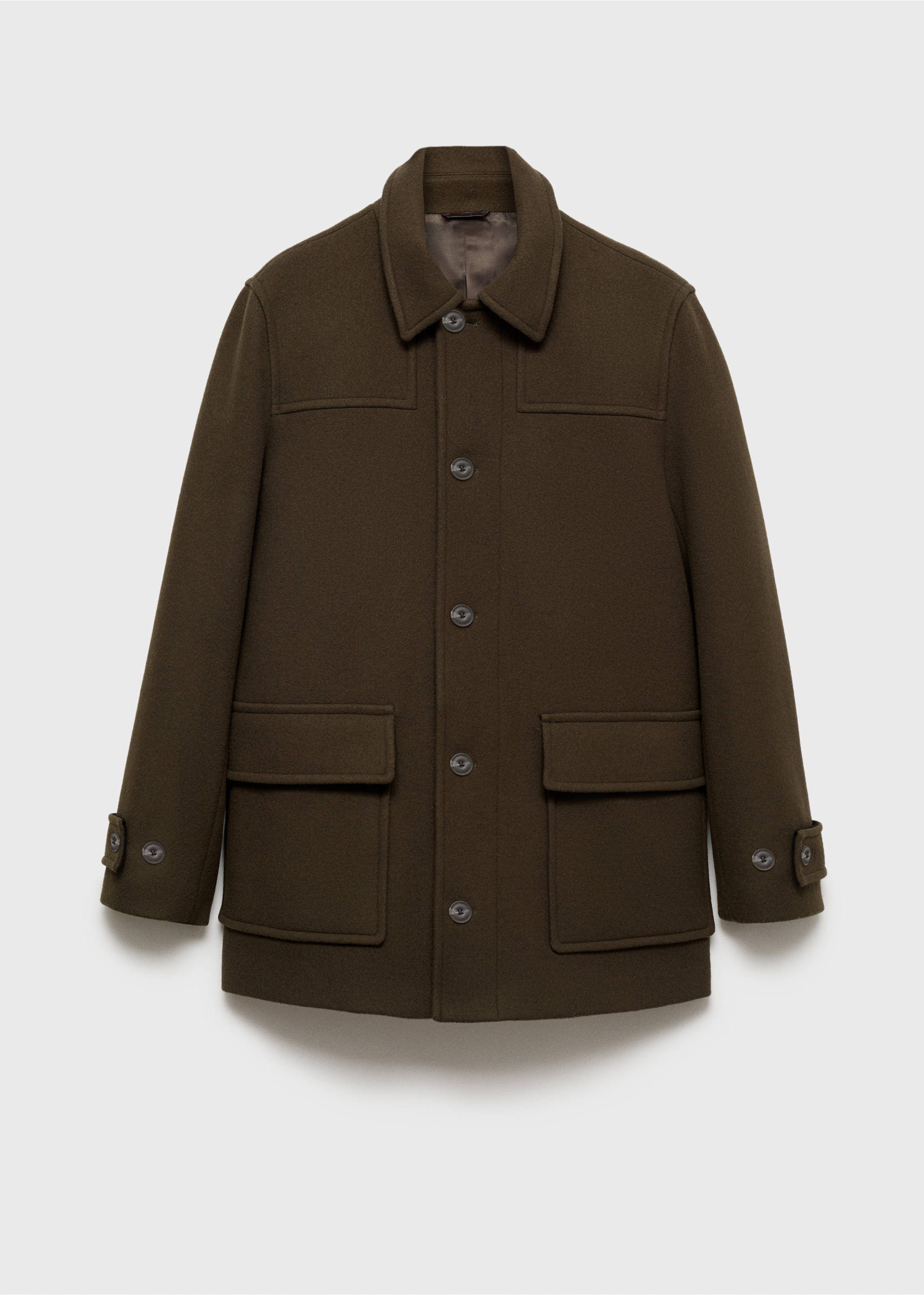 Detachable hood wool coat - Details of the article 8, Khaki. Ref: 77027916-00.