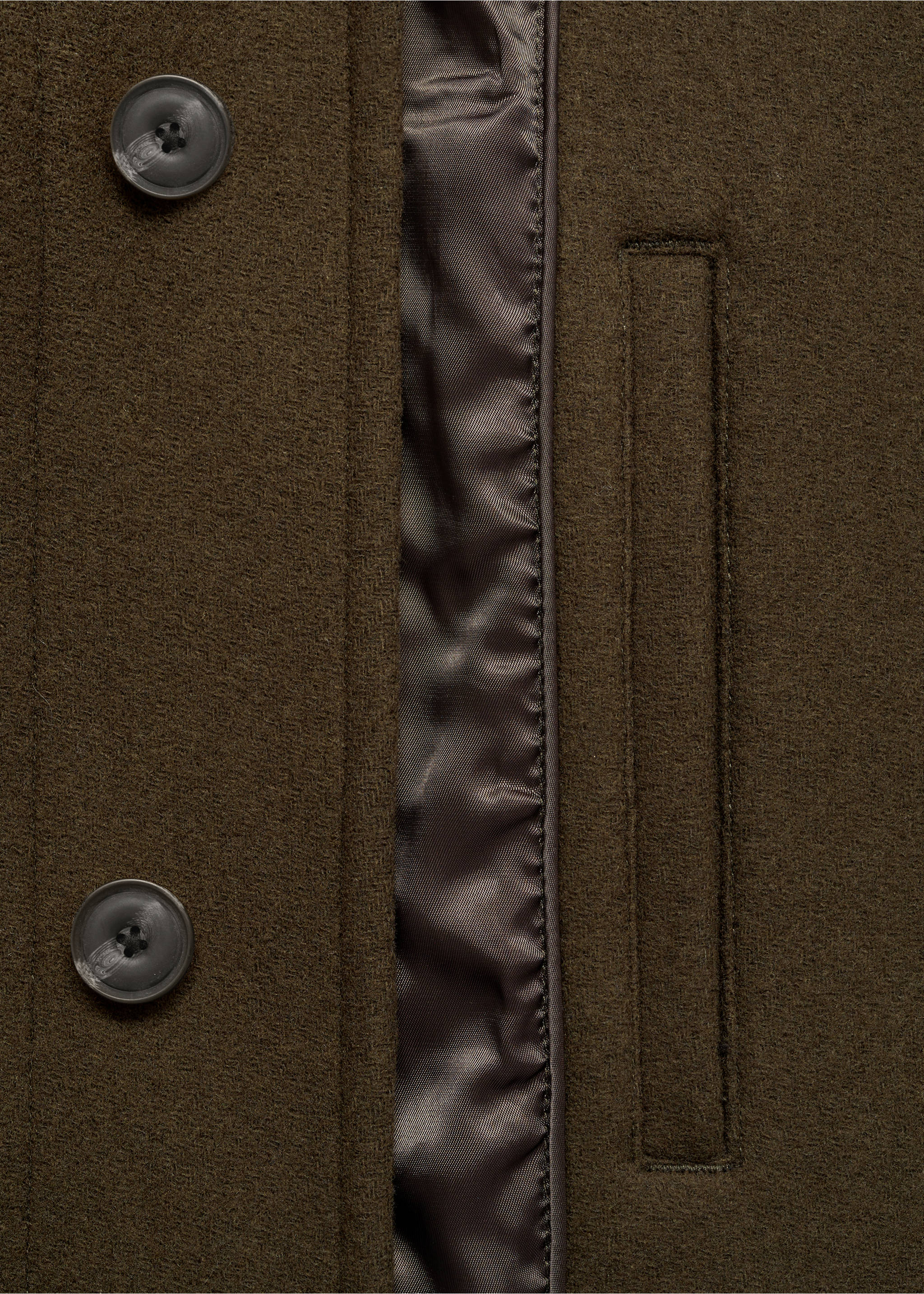 Detachable hood wool coat - Details of the article 0, Khaki. Ref: 77027916-00.