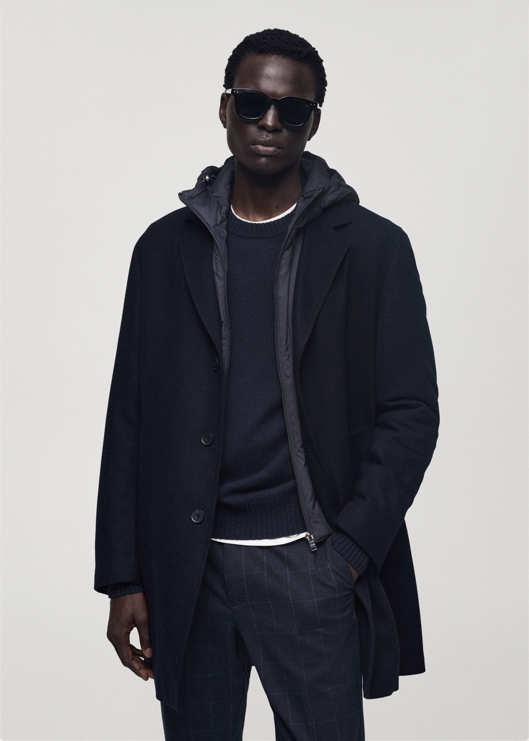Wool coat with quilted interior hood - Medium plane
