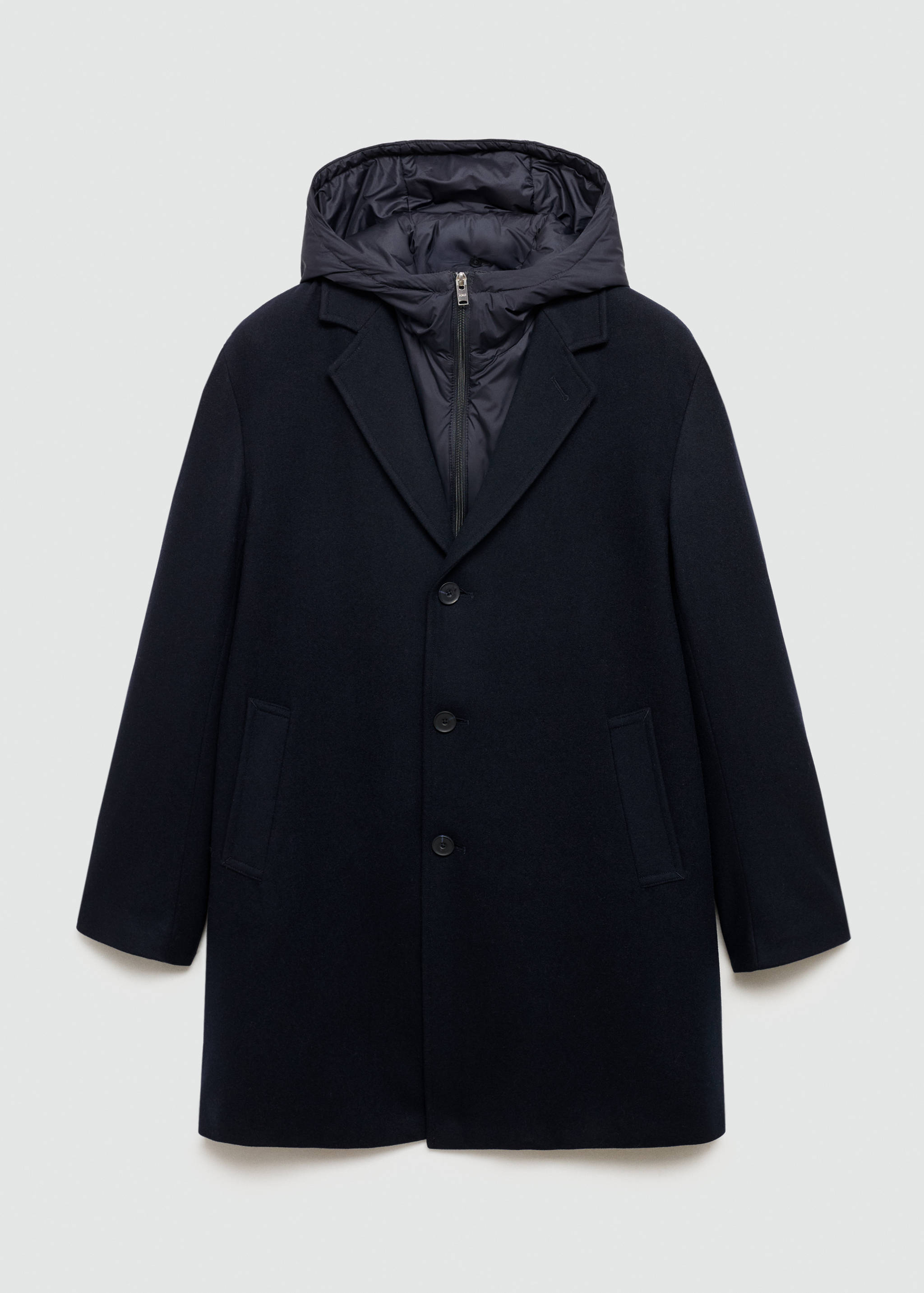 Wool coat with quilted interior hood - Article without model