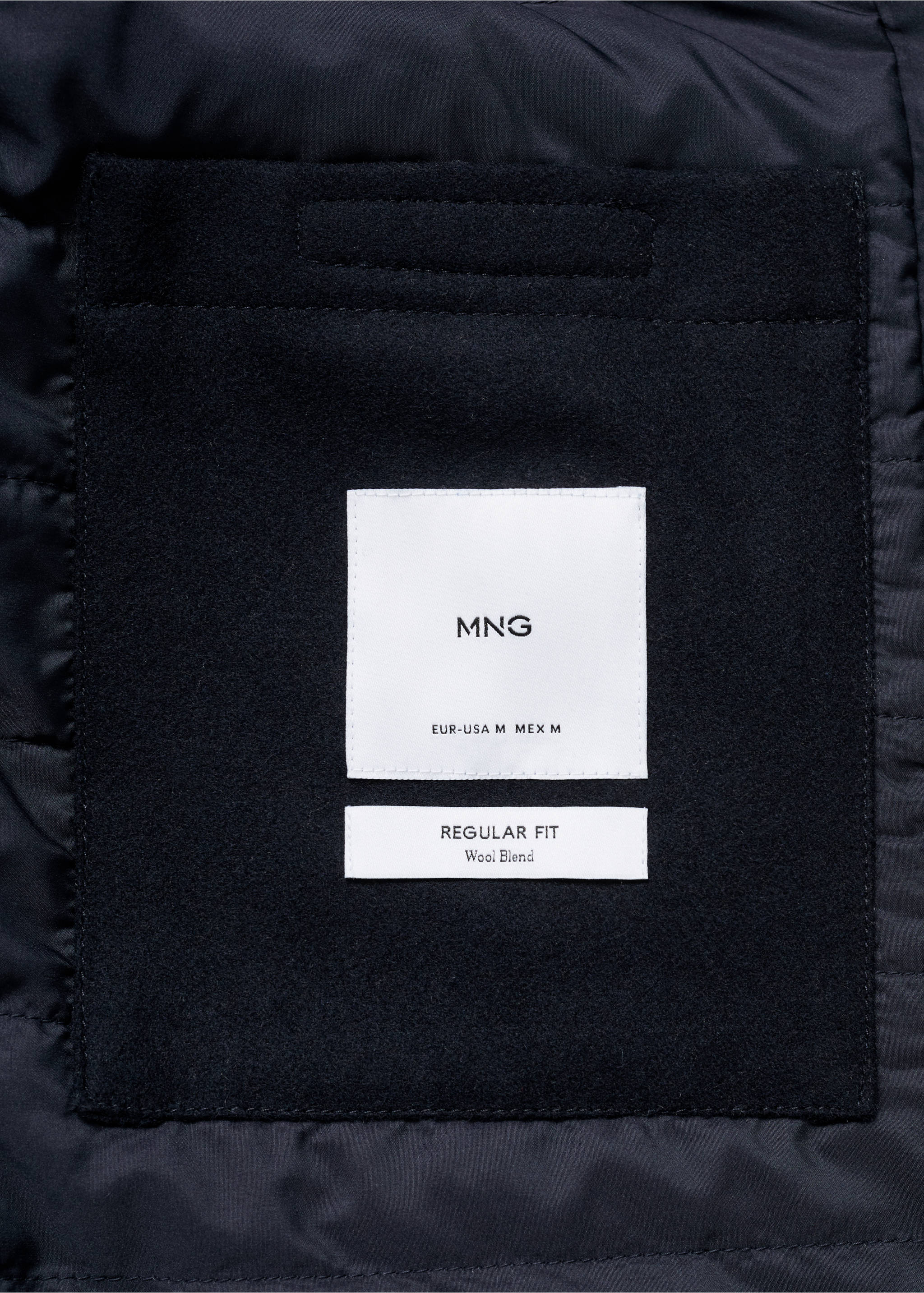 Wool coat with quilted interior hood - Details of the article 0, Dark Navy. Ref: 77027917-00.