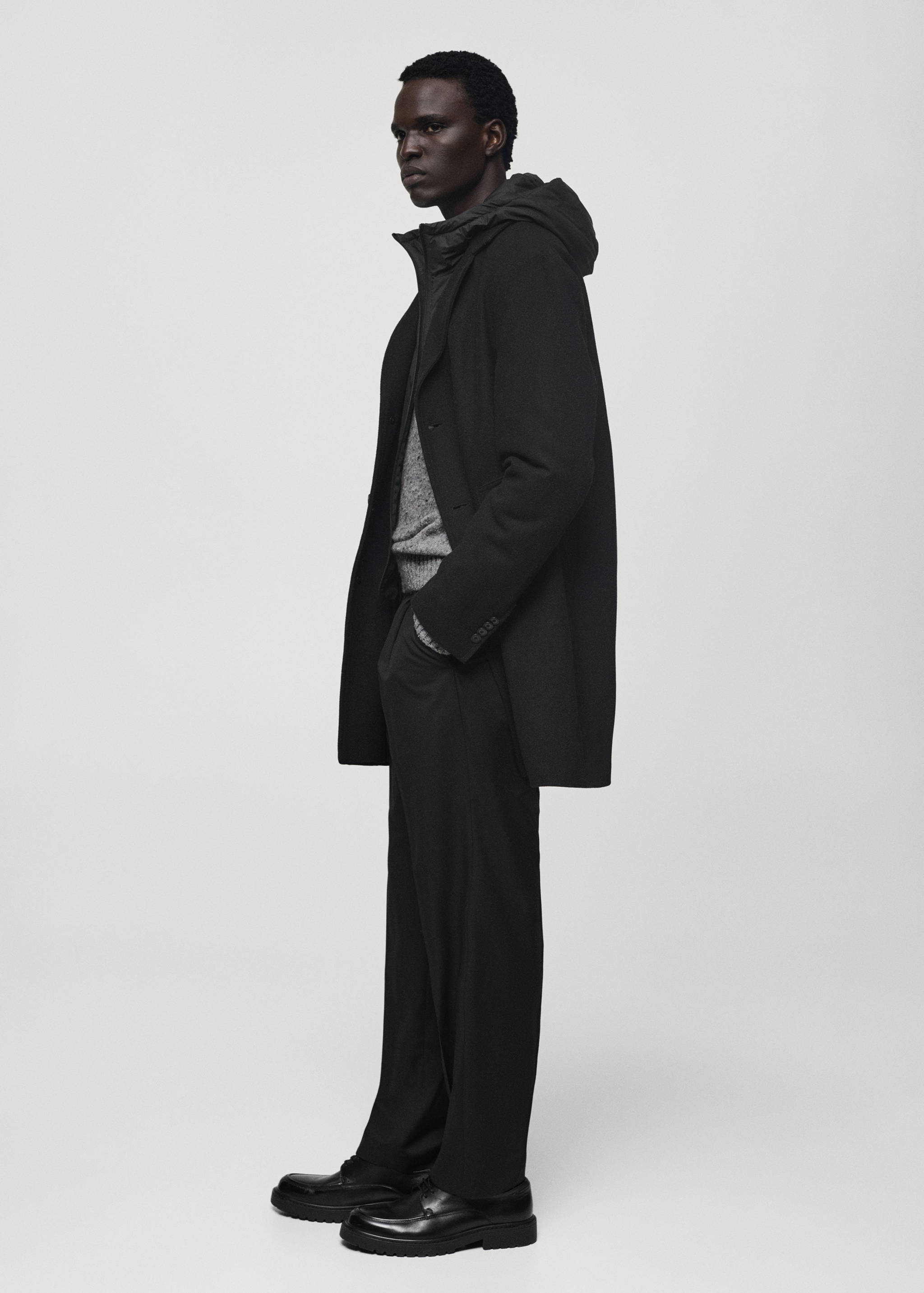 Abrigo lana capucha interior acolchado - Detalle del artículo 2