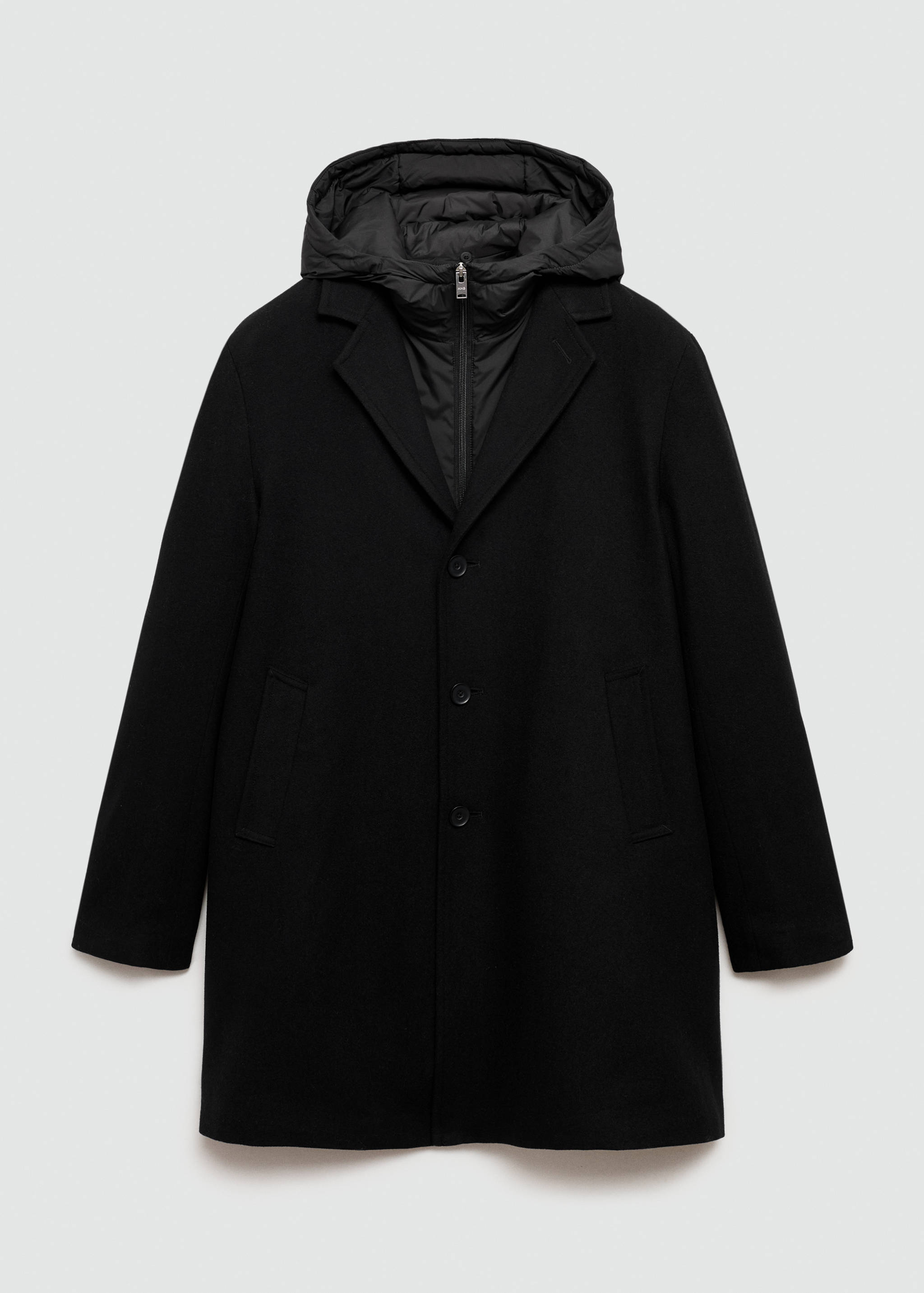 Wool coat with quilted interior hood - Article without model
