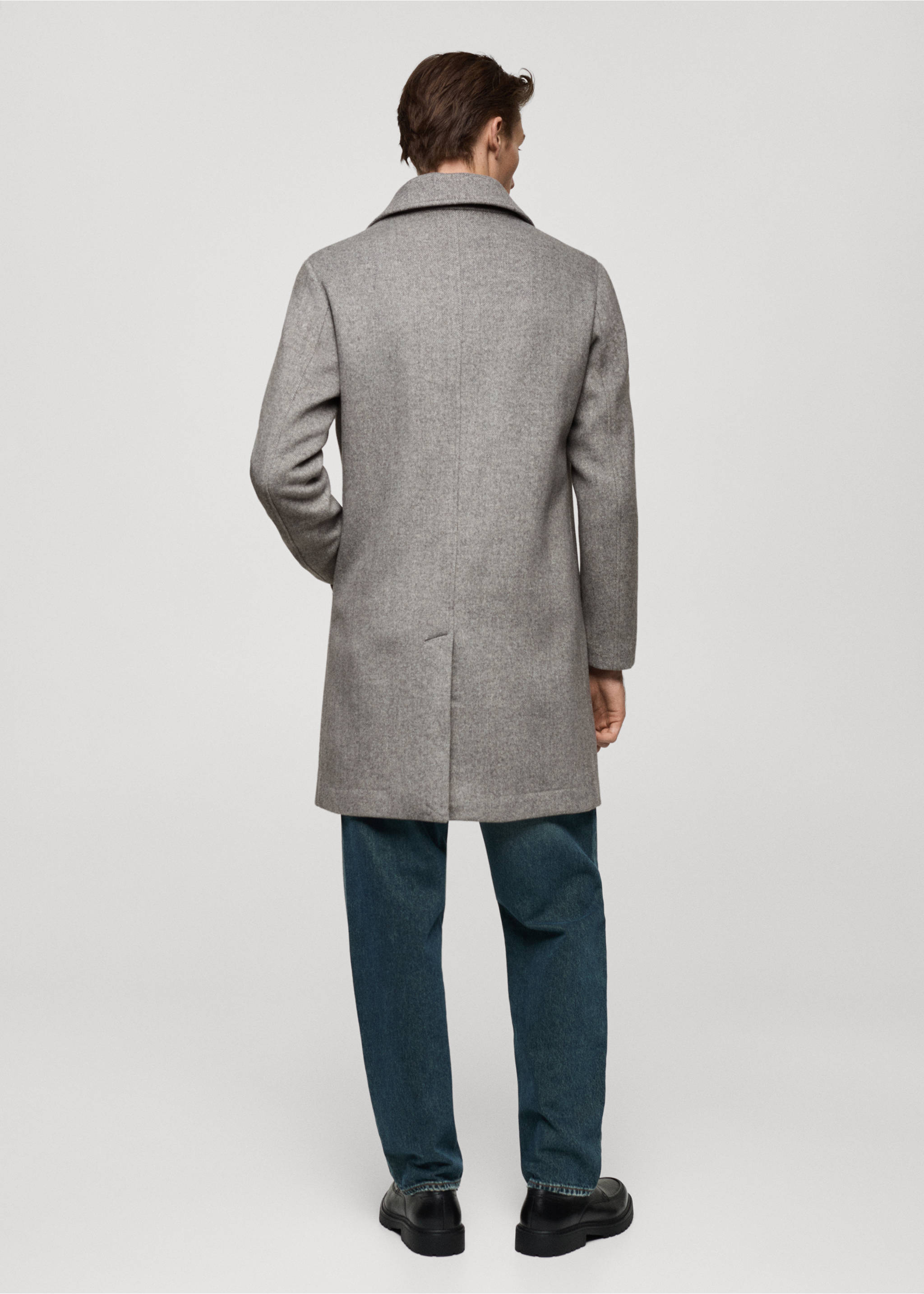 Regular-fit herringbone wool coat - Reverse of the article, Grey. Ref: 77027918-00.