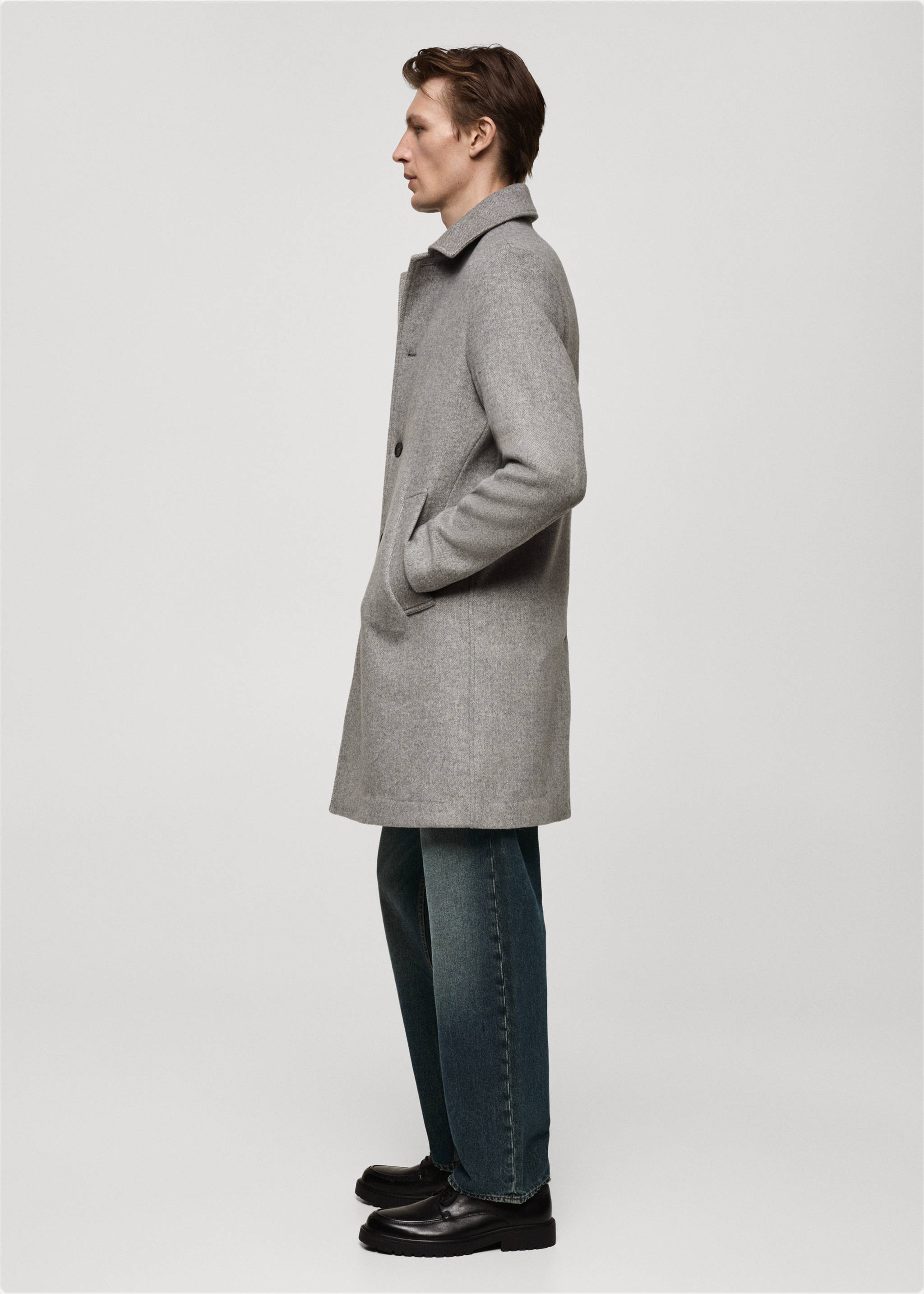 Abric llana regular fit espiga - Detall de l'article 3, Gris. Ref: 77027918-00.