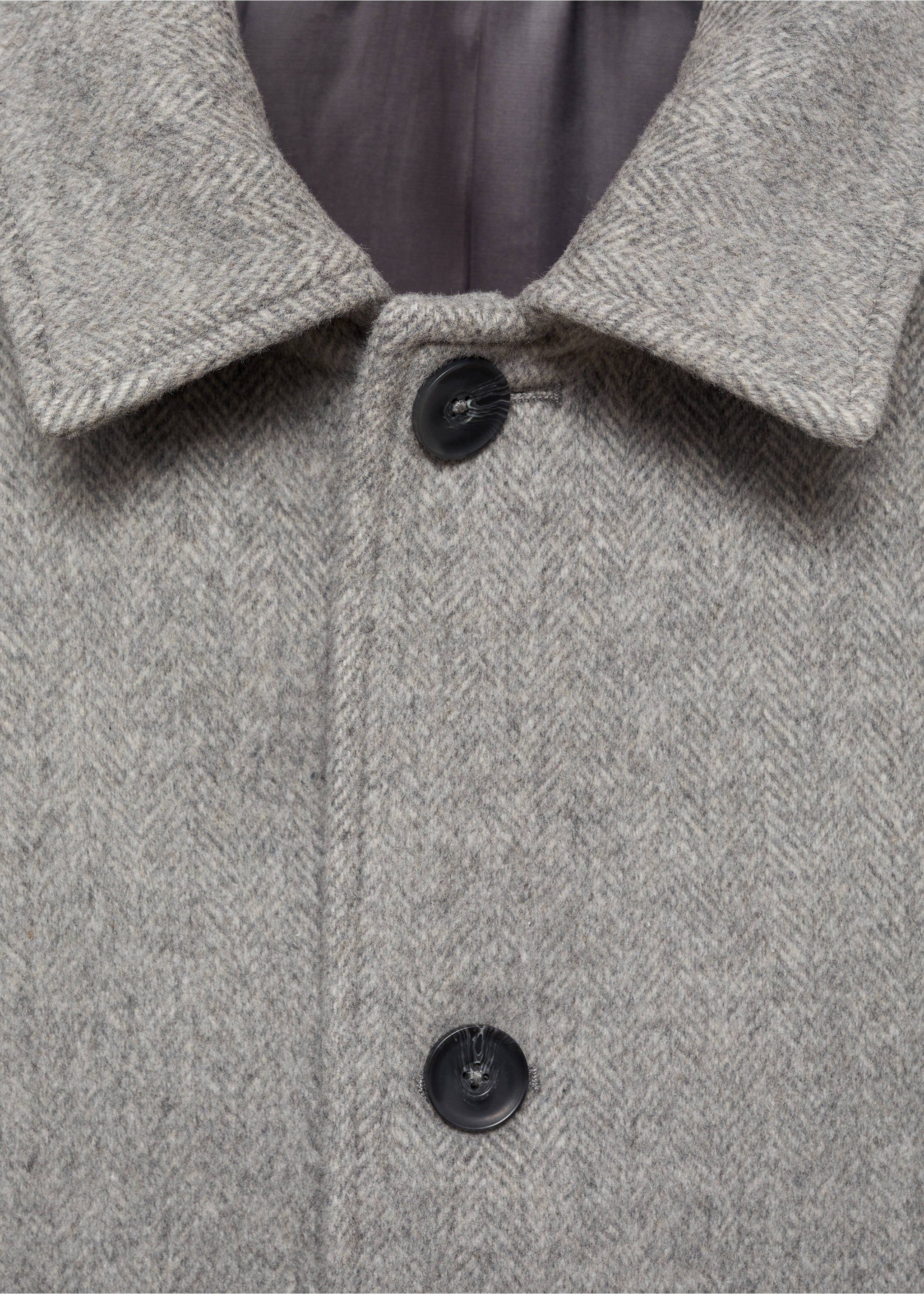 Regular-fit herringbone wool coat - Details of the article 8, Grey. Ref: 77027918-00.