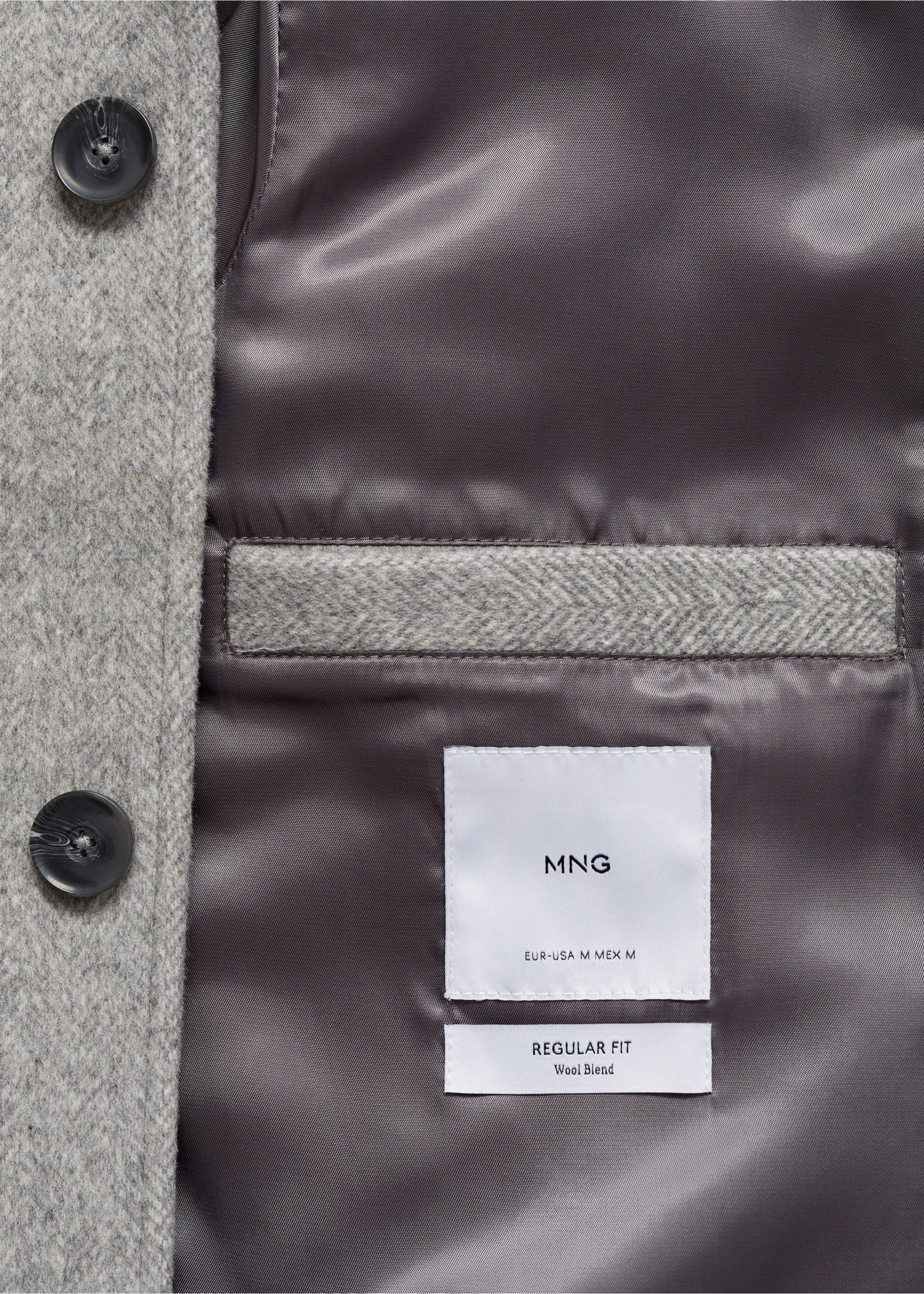 Regular-fit herringbone wool coat - Details of the article 0, Grey. Ref: 77027918-00.
