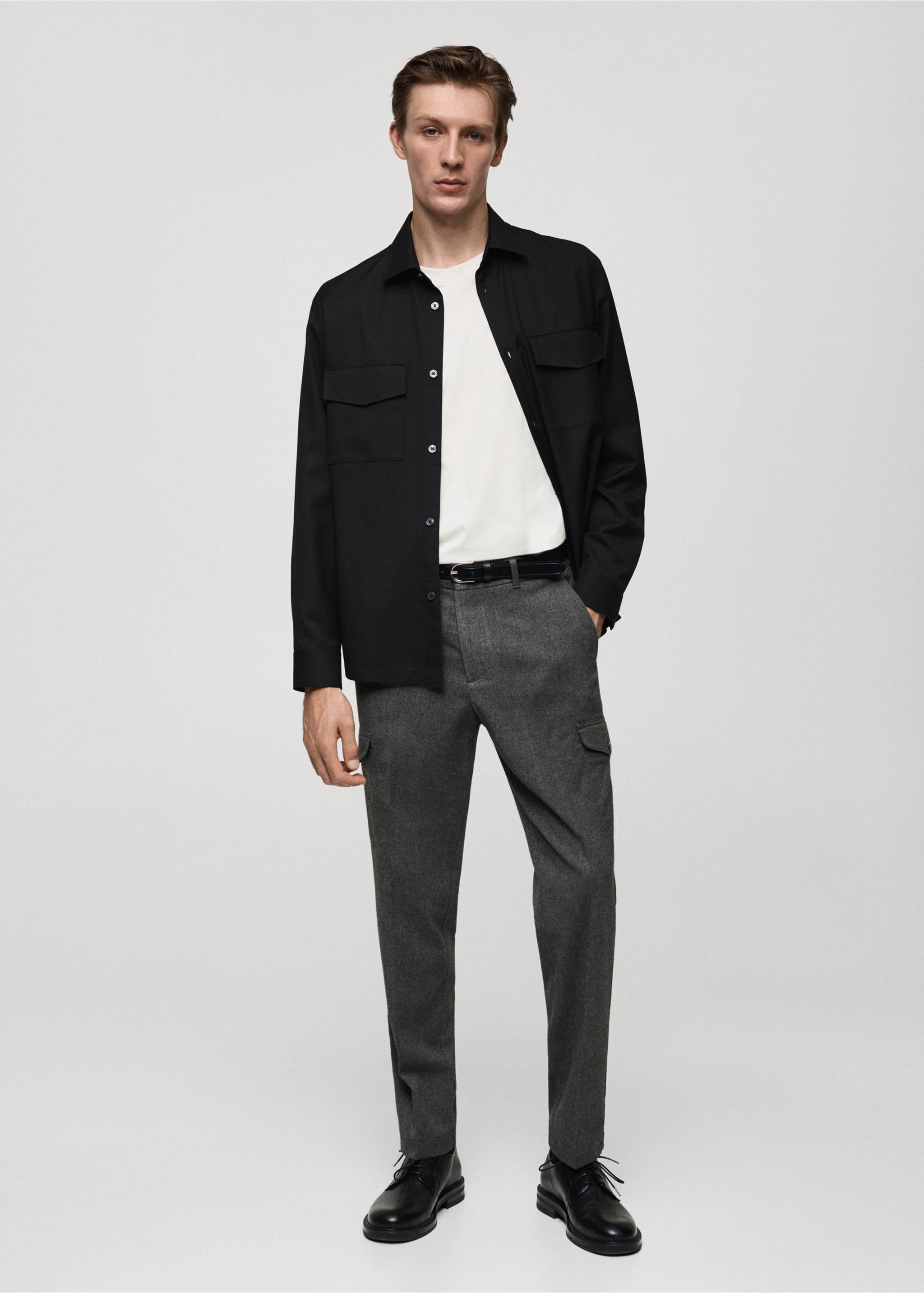 Cargohose aus Flanell - Allgemeine Ansicht, Hellgrau meliert. Ref: 77027920-00.