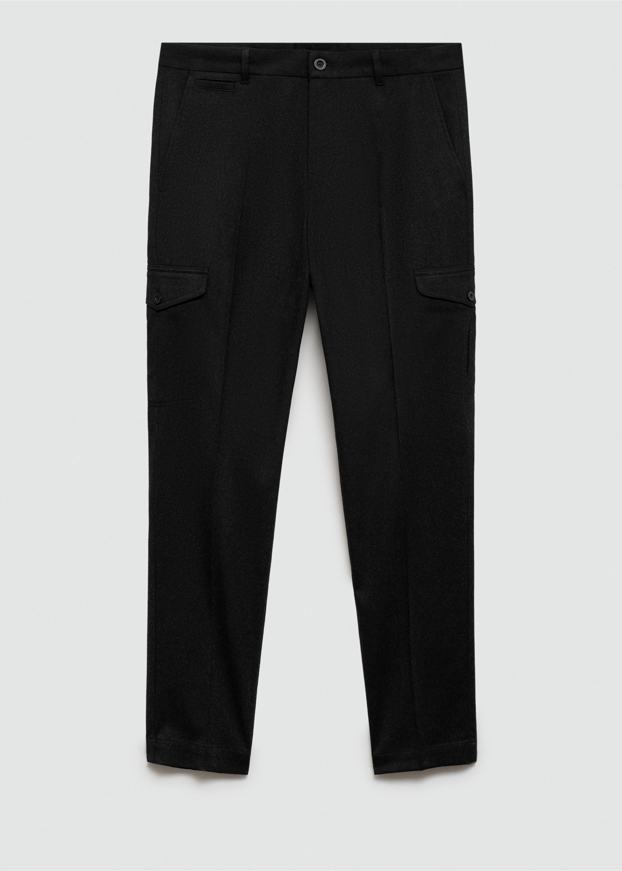Pantalon cargo en flanelle - Article sans modèle, Gris chiné foncé. Ref: 77027920-00.