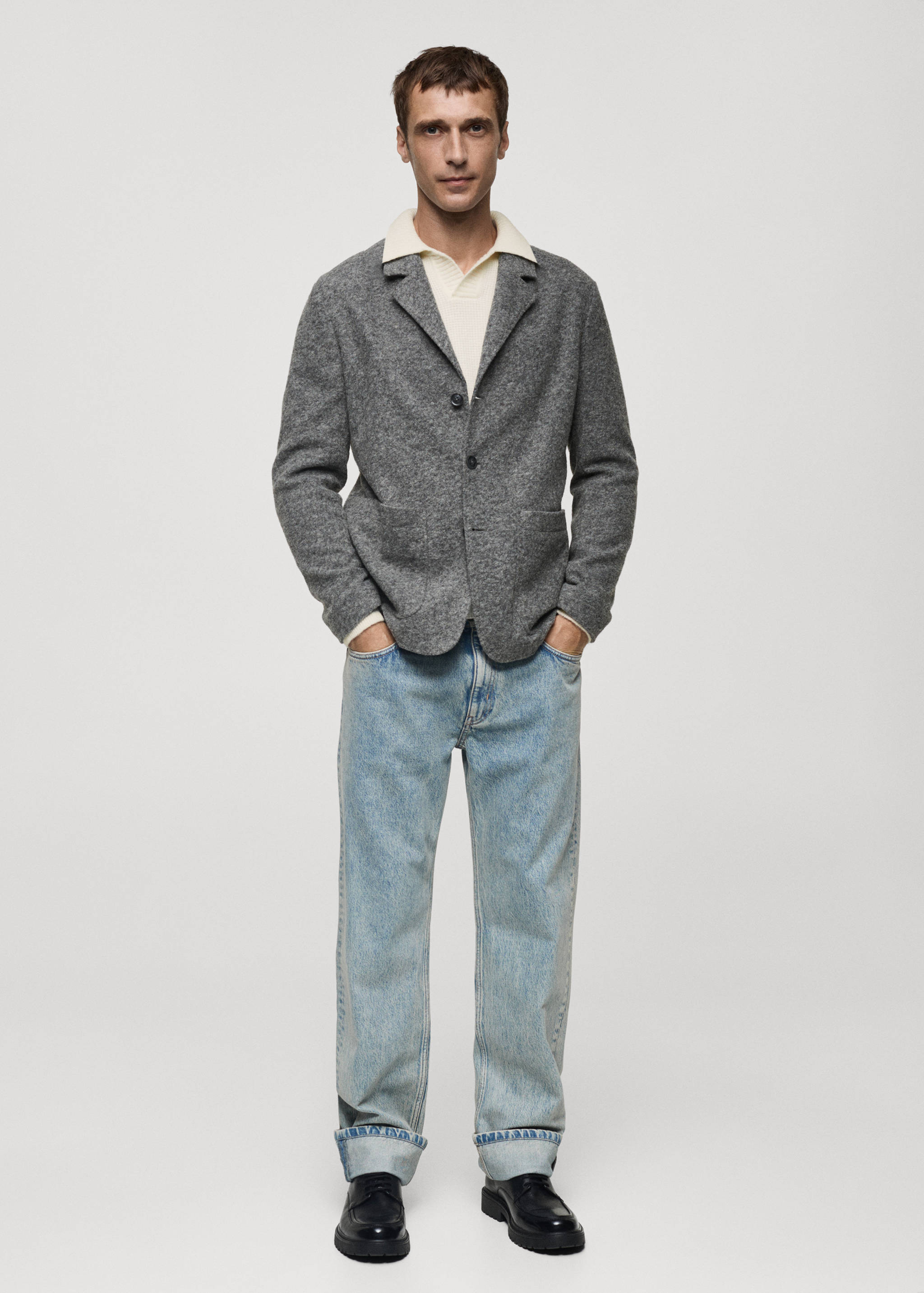 Slim fit flecked wool blazer - General plane
