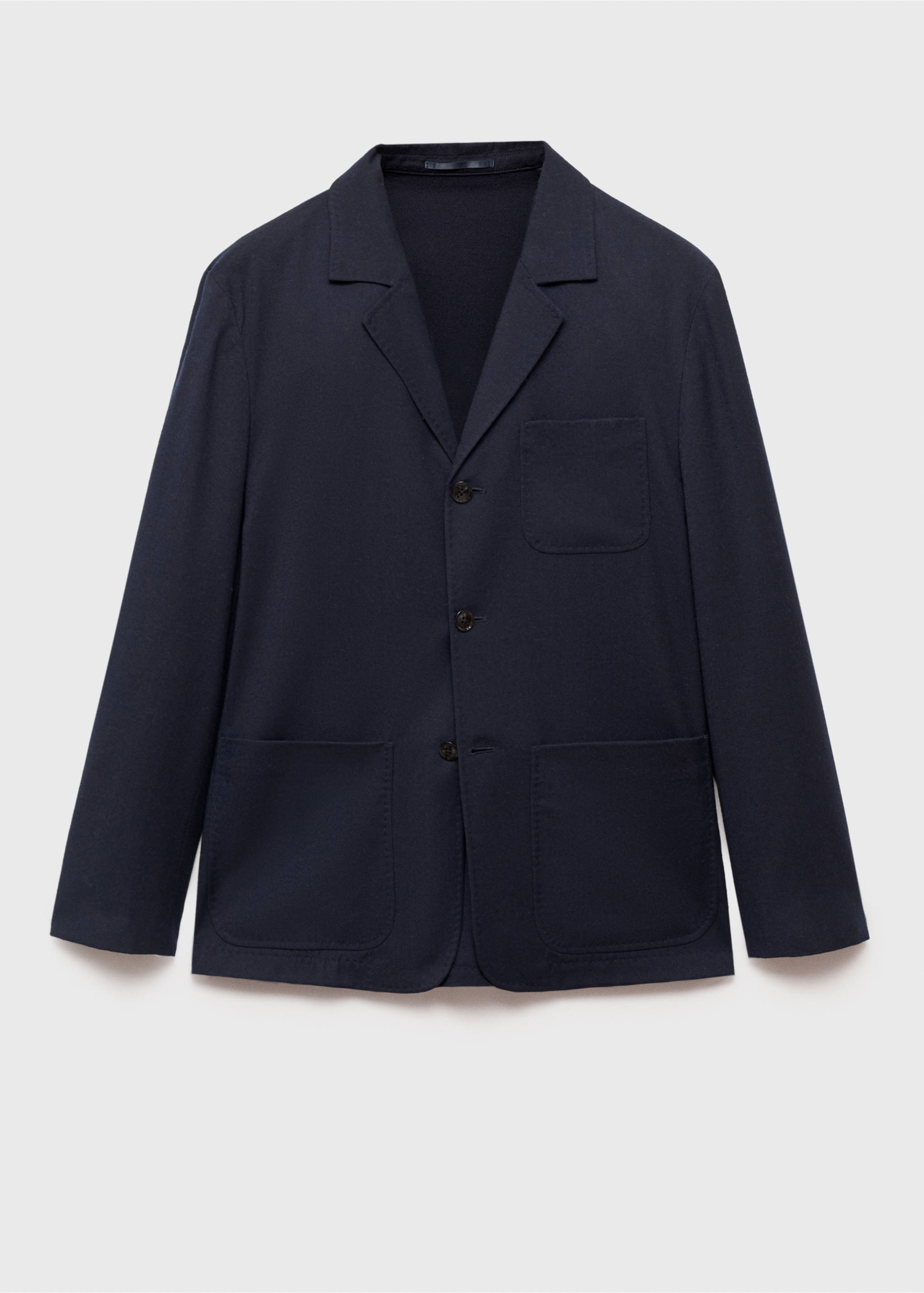 Veste costume flanelle 100 % laine vierge - Article sans modèle, Bleu marine foncé. Ref: 77027922-00.