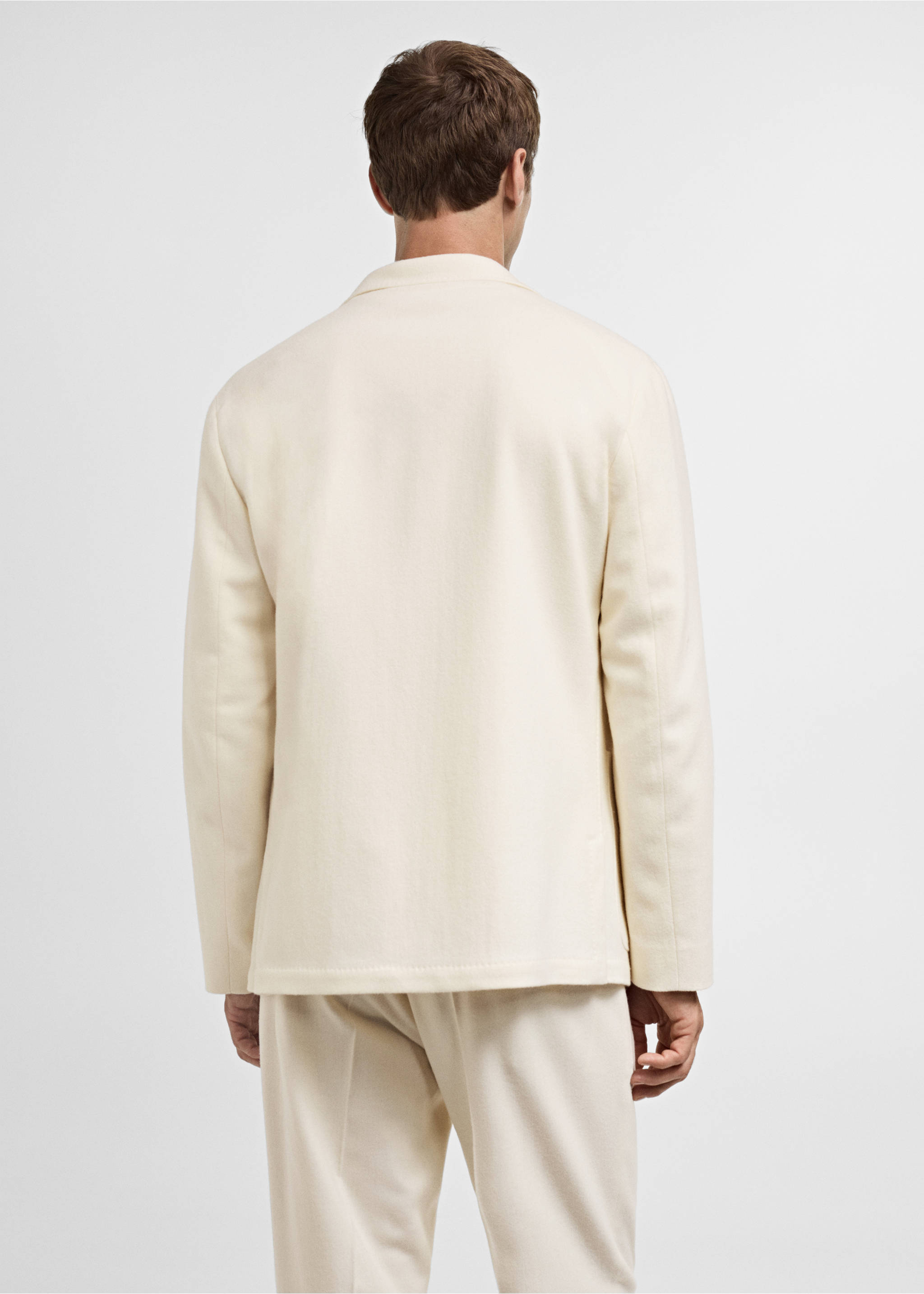 Kavaj i flanell i italiensk ull - Artikelns baksida, Vit. Ref: 77027923-00.